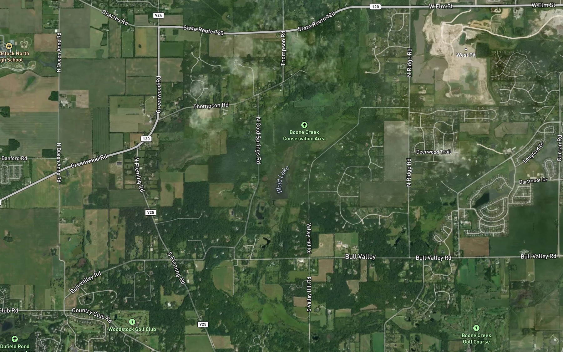 Satellite map of the Wold Lake