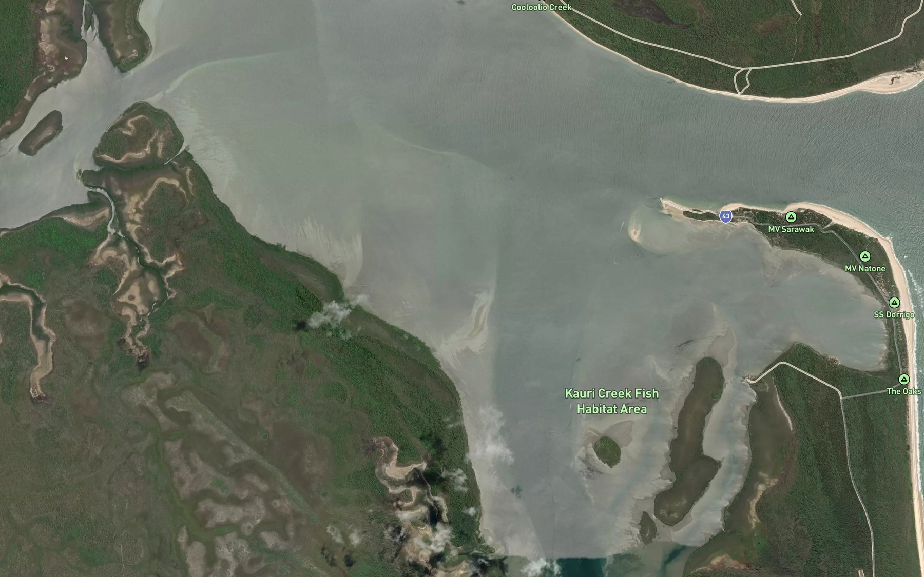 Satellite map of the Tin Can Bay