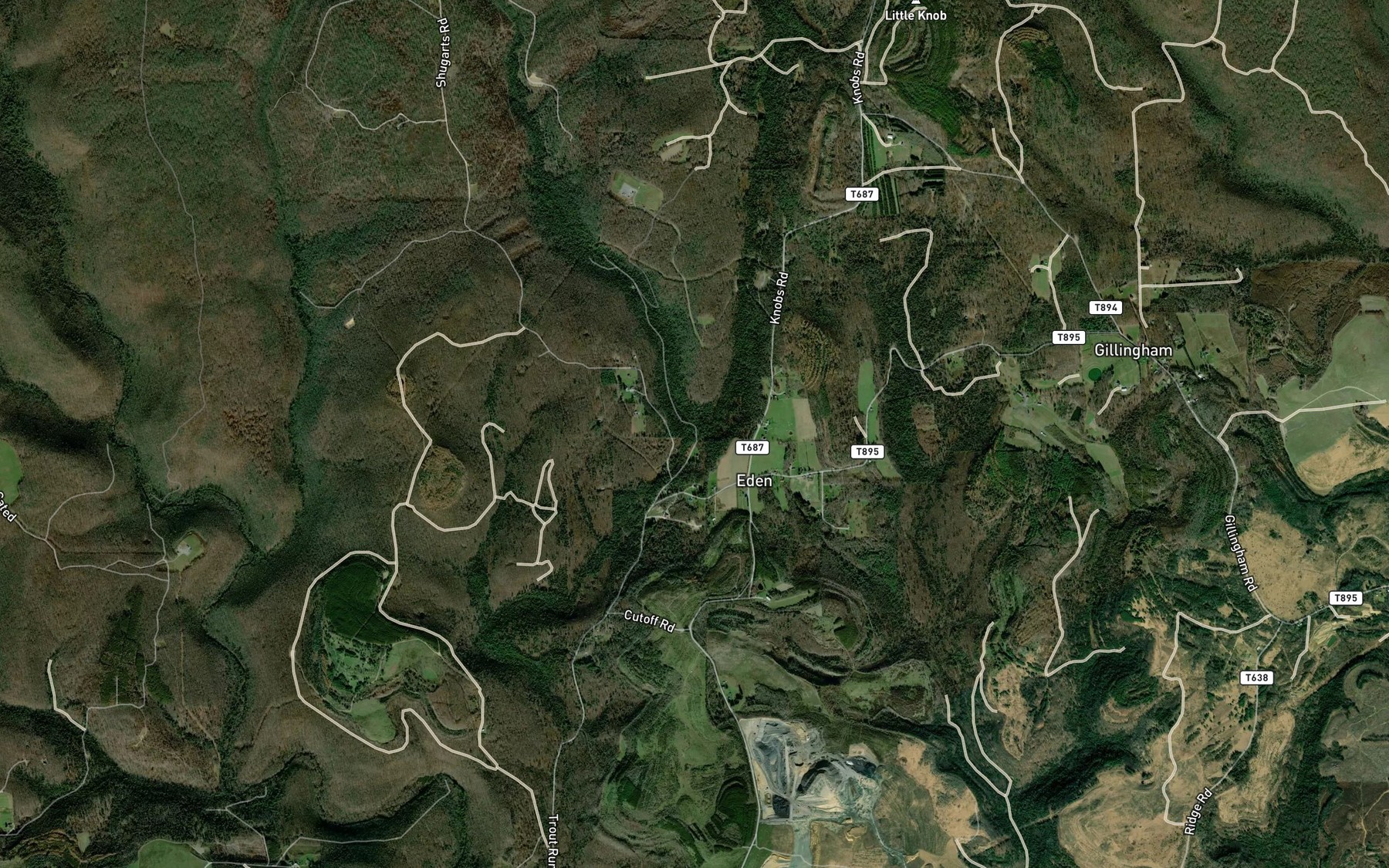 Satellite map of the Stump Lick Run