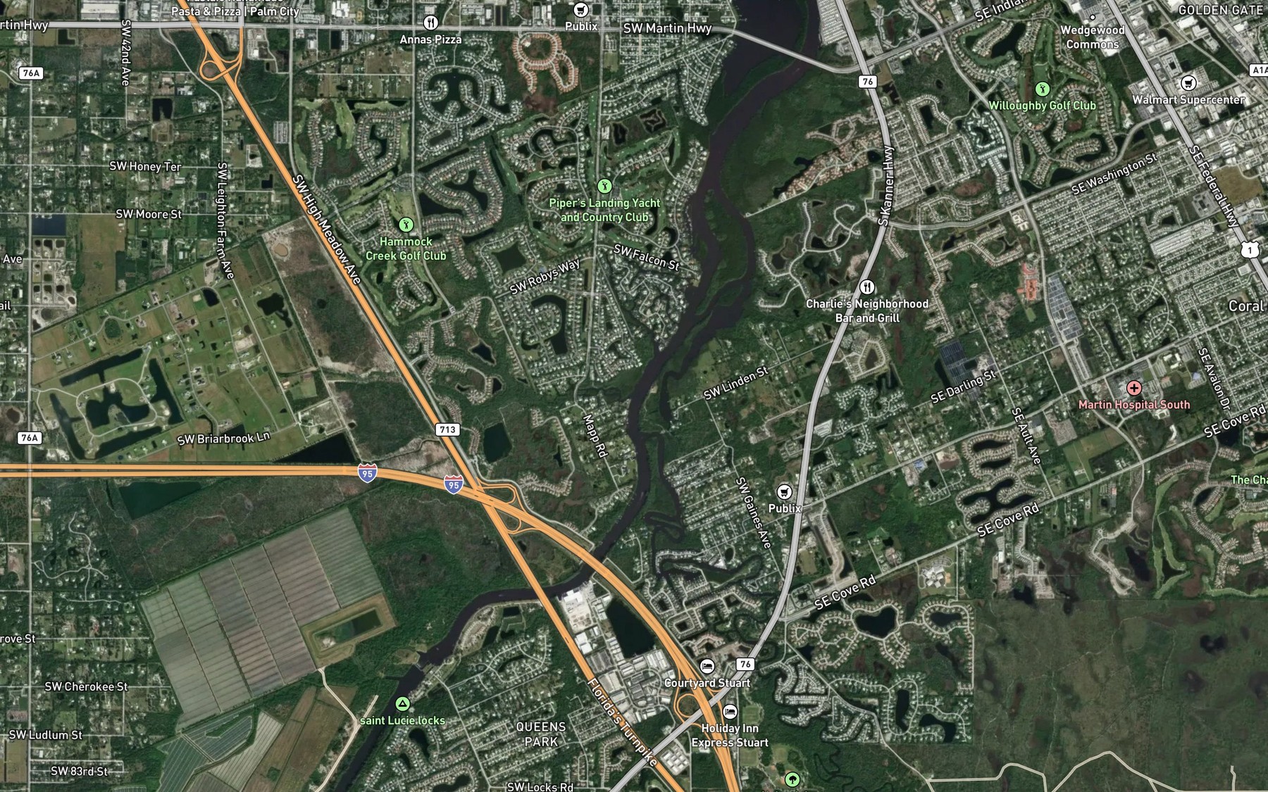 Satellite map of the Mapps Creek
