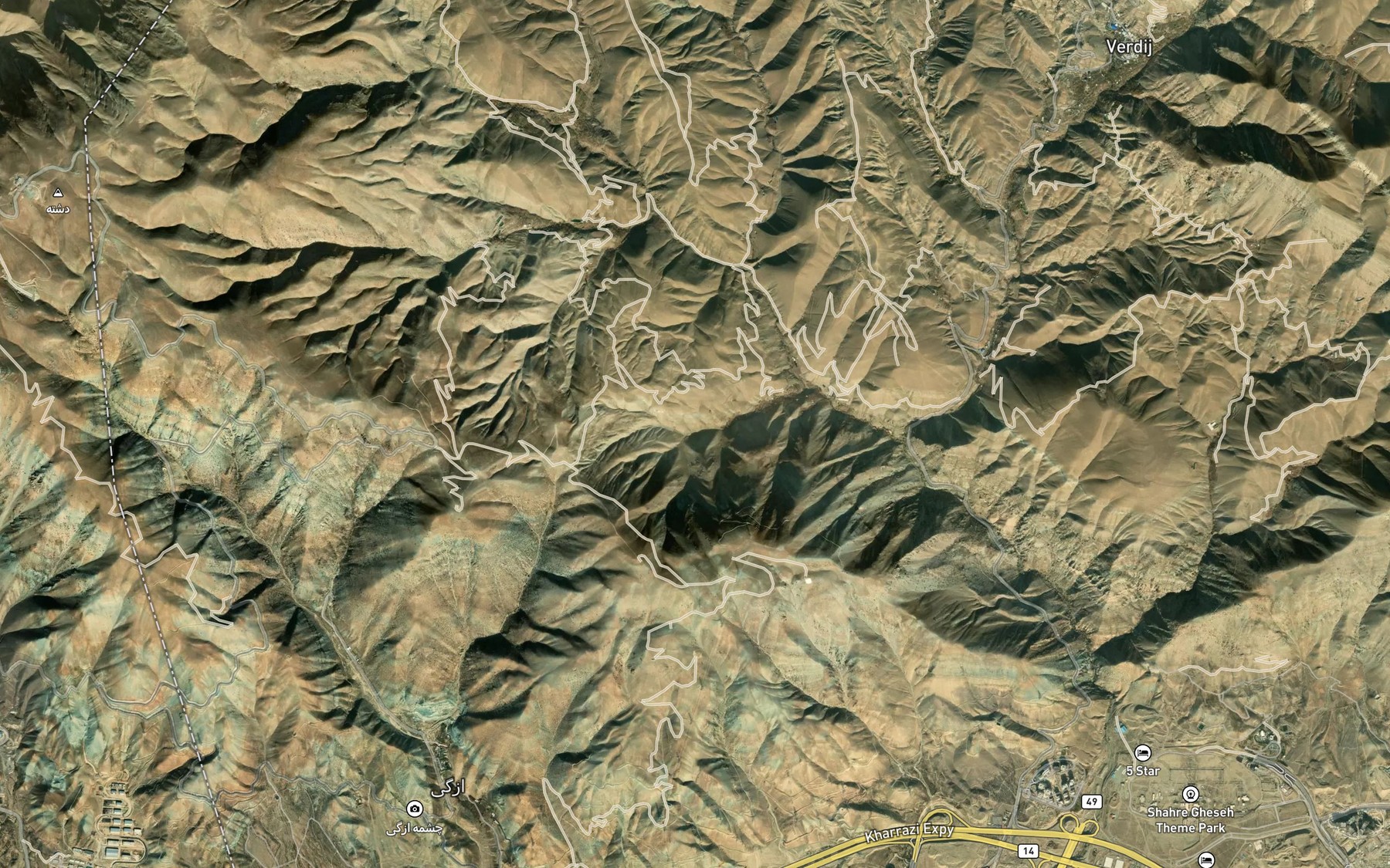 Satellite map of the Cheshmeh-ye Argilak