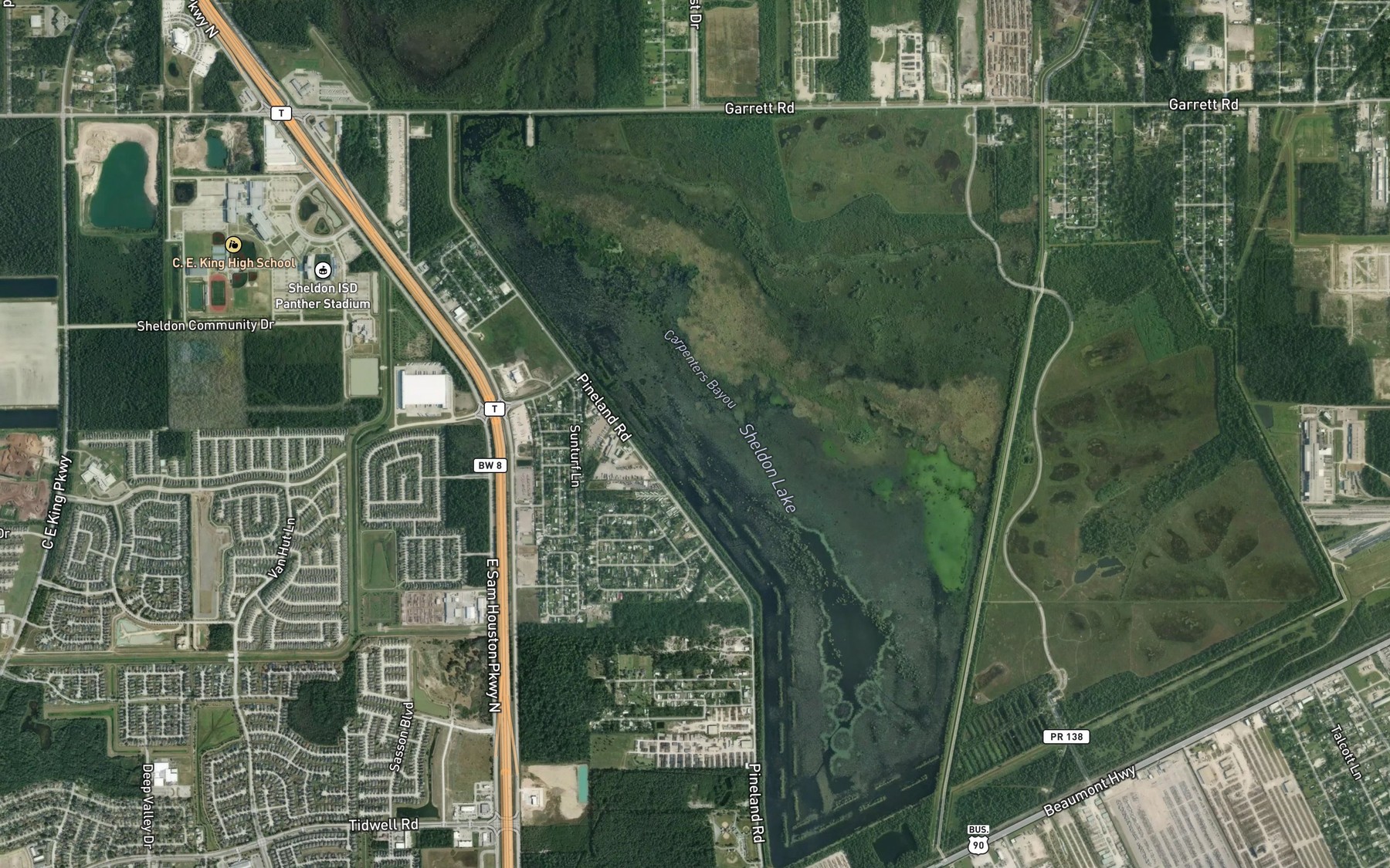 Satellite map of the Sheldon Reservoir
