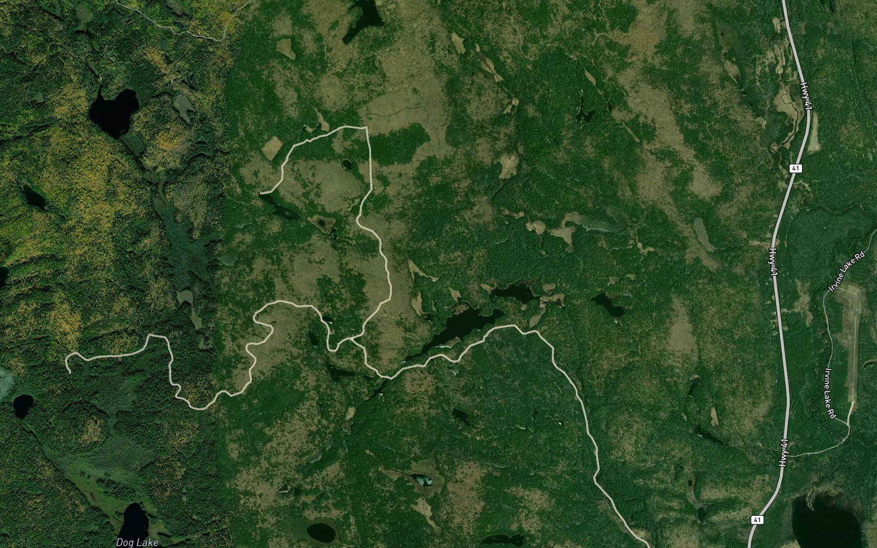 Satellite map of the Bear Pond