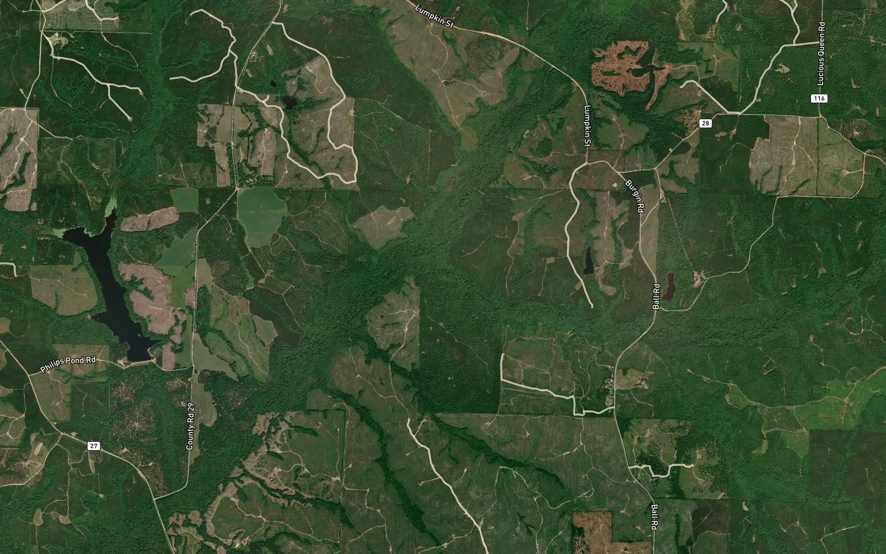 Satellite map of the Pumpkin Creek