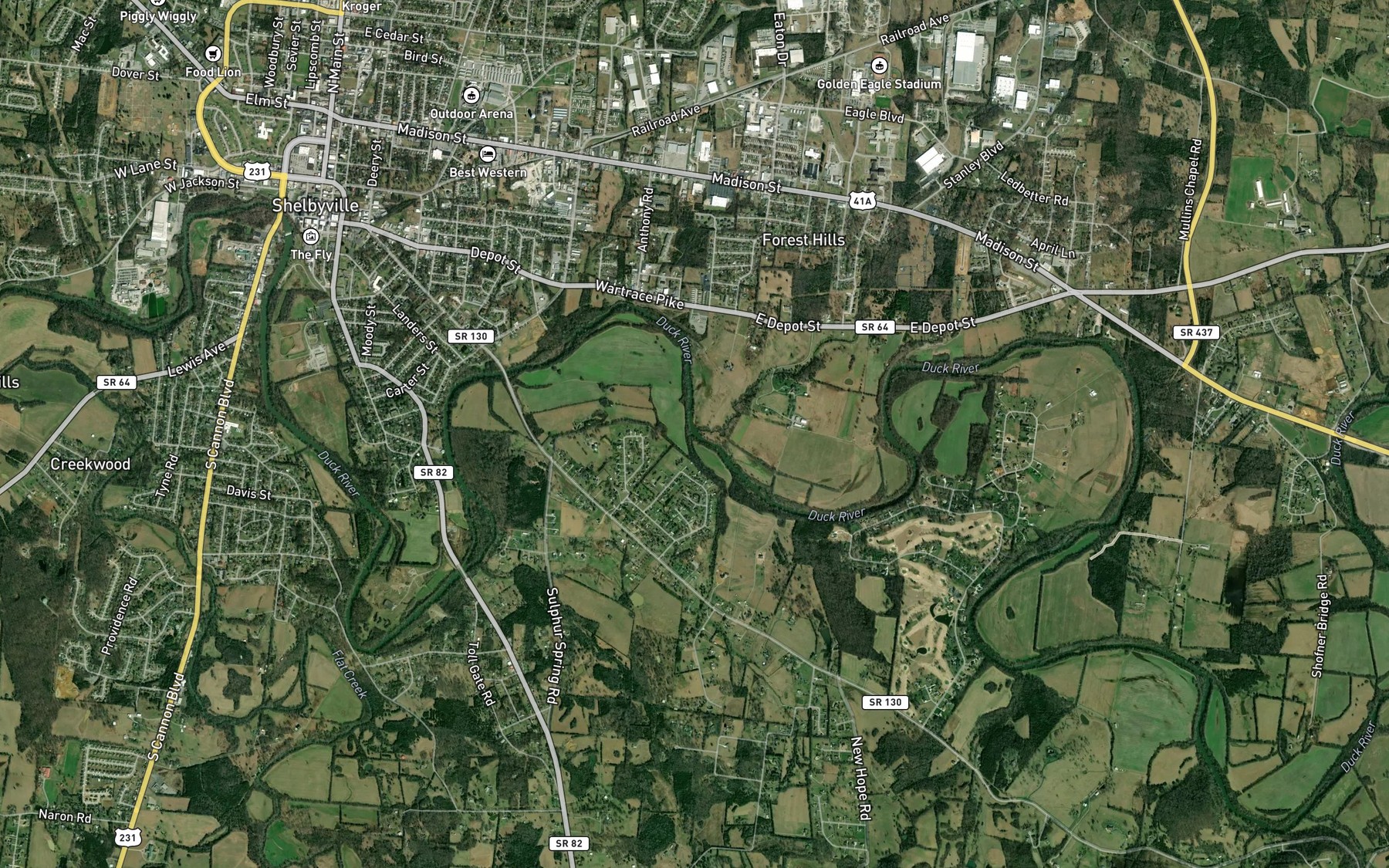 Satellite map of the Morgan Branch