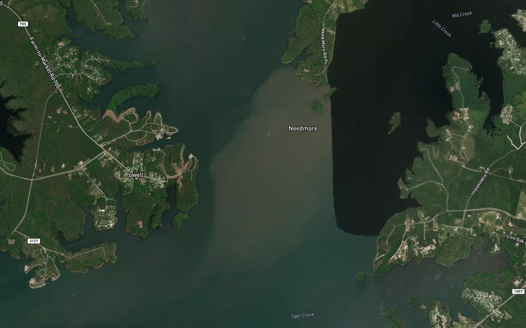 Satellite map of the Ayish Bayou