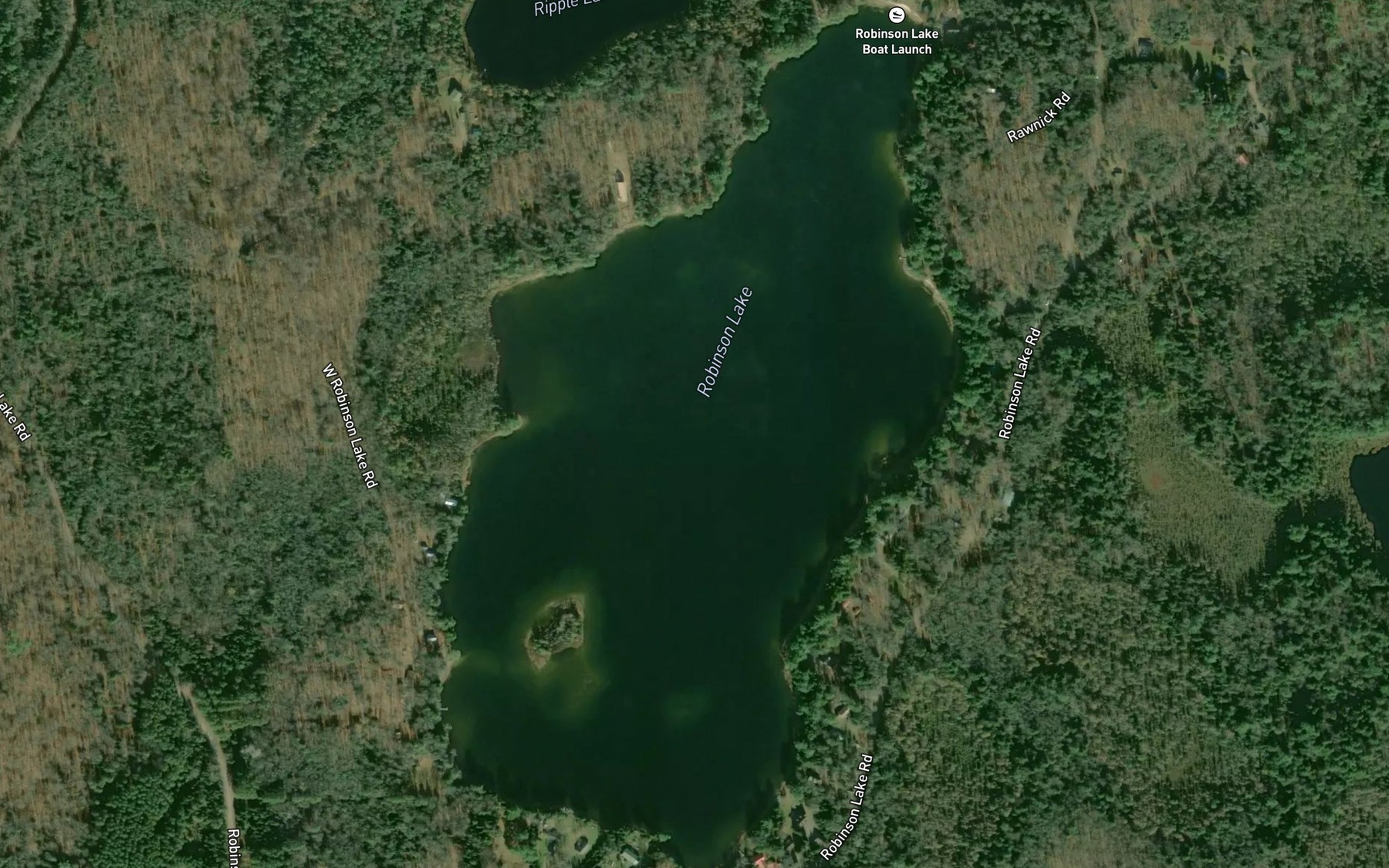 Satellite map of the Robinson Lake