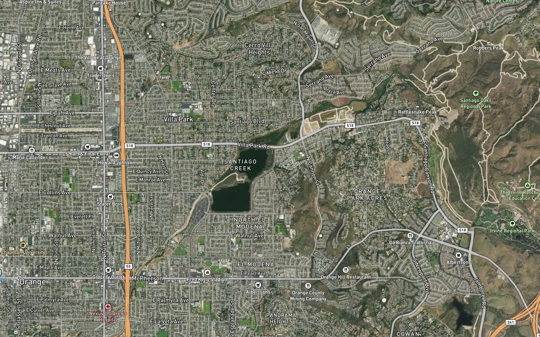 Satellite map of the Handy Creek