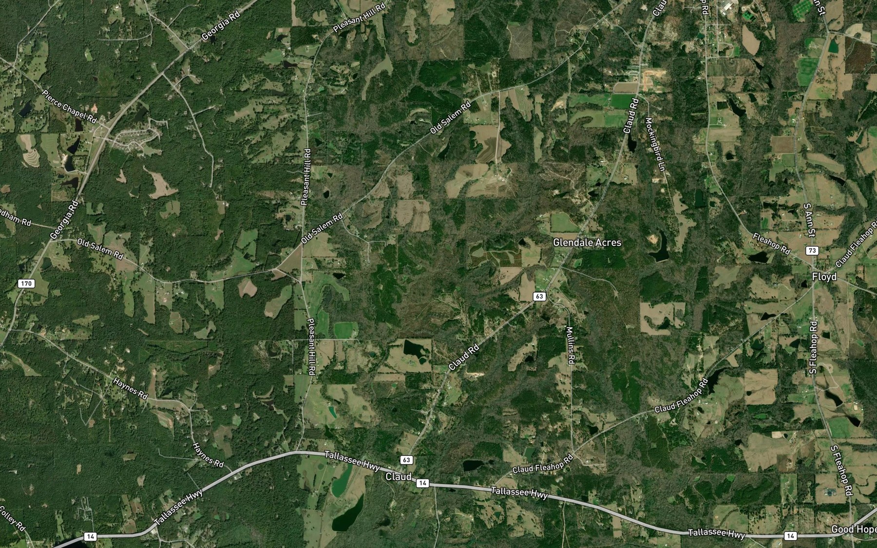 Satellite map of the Haney Creek