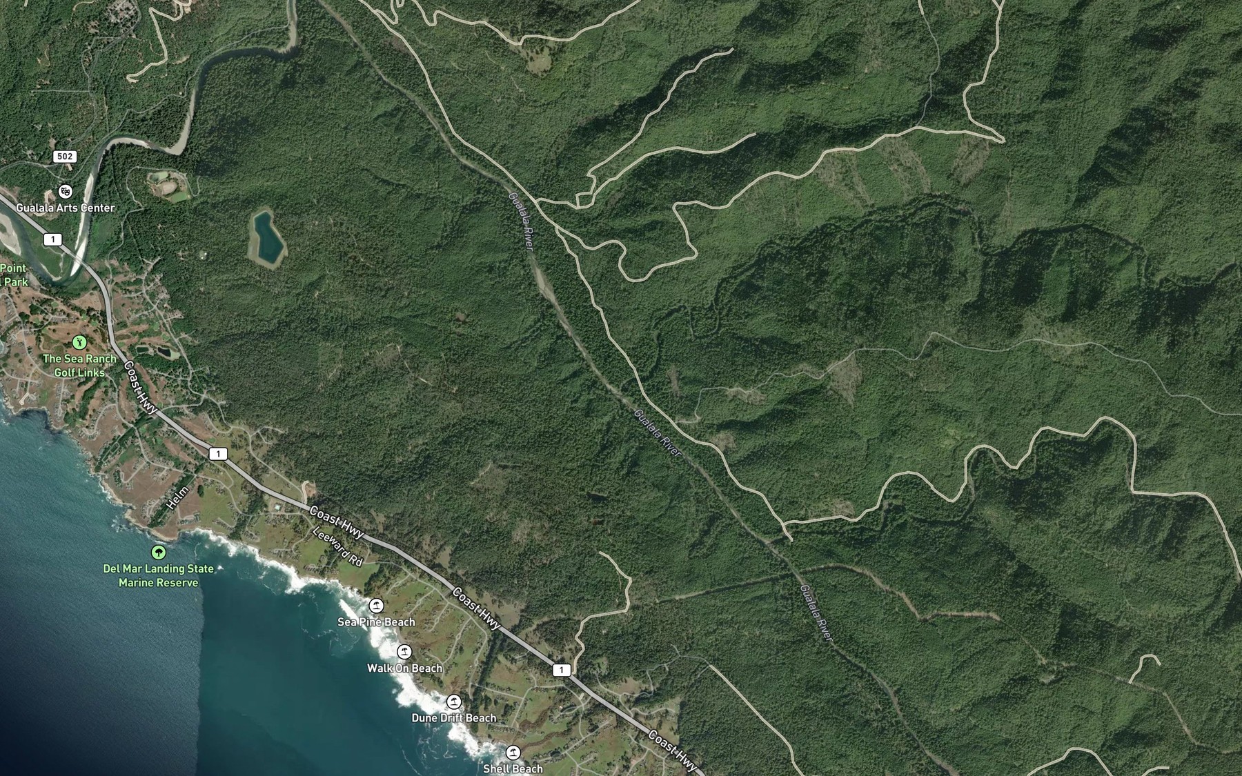 Satellite map of the Rockpile Creek