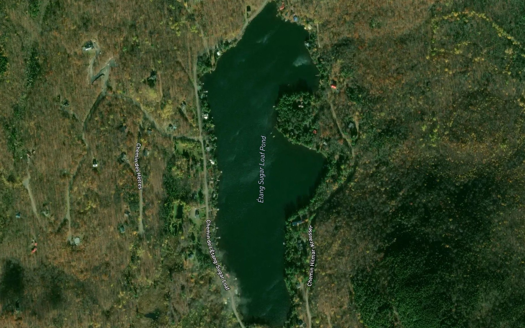 Satellite map of the Etang Sugar Loaf Pond