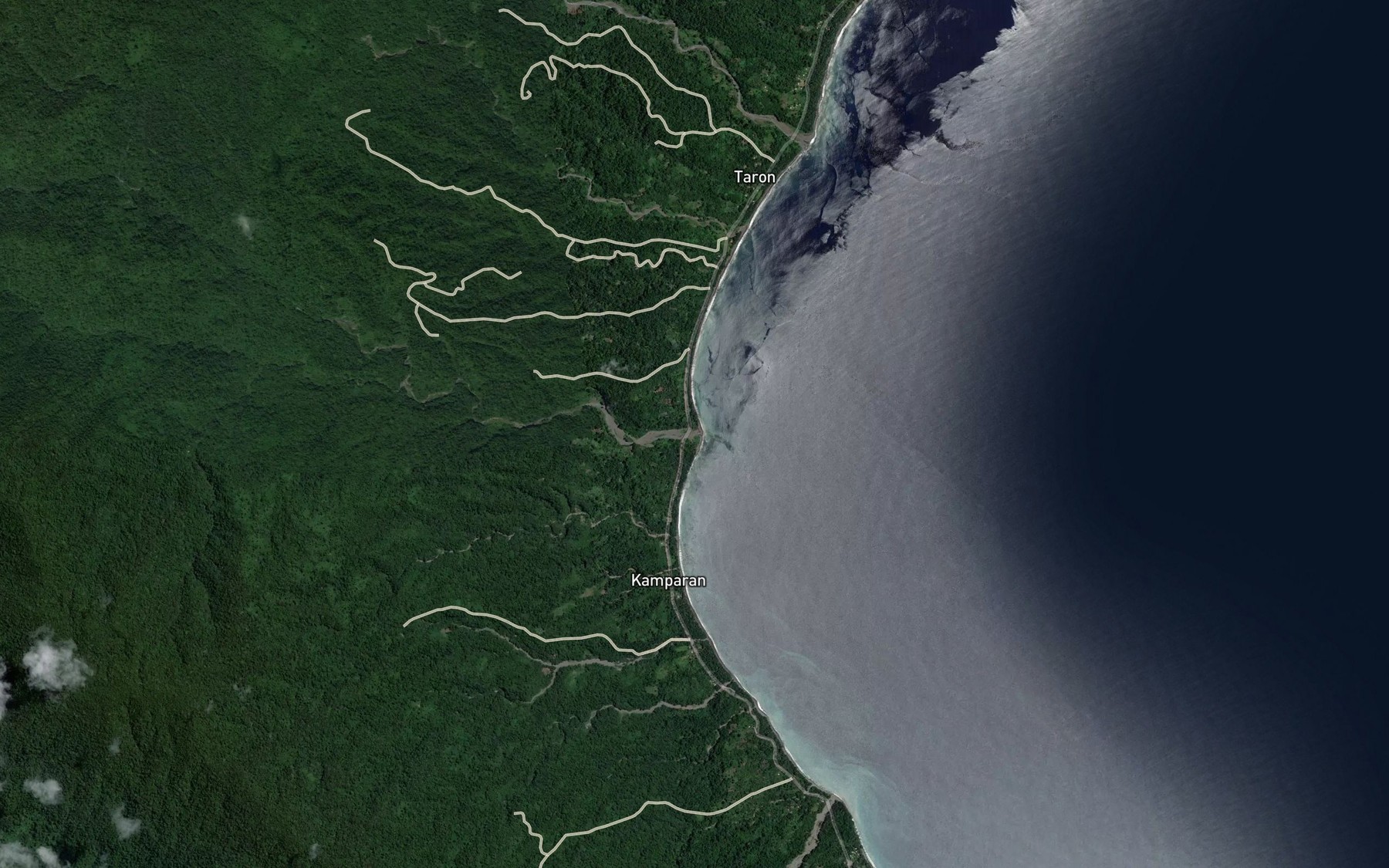 Satellite map of the Tambung River