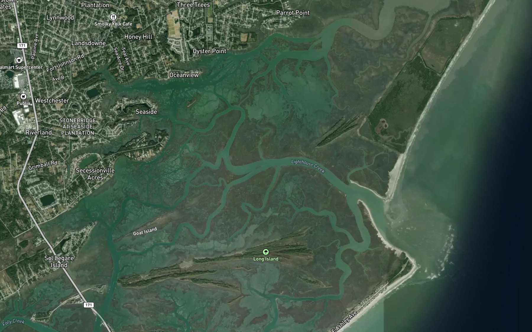 Satellite map of the First Sister Creek