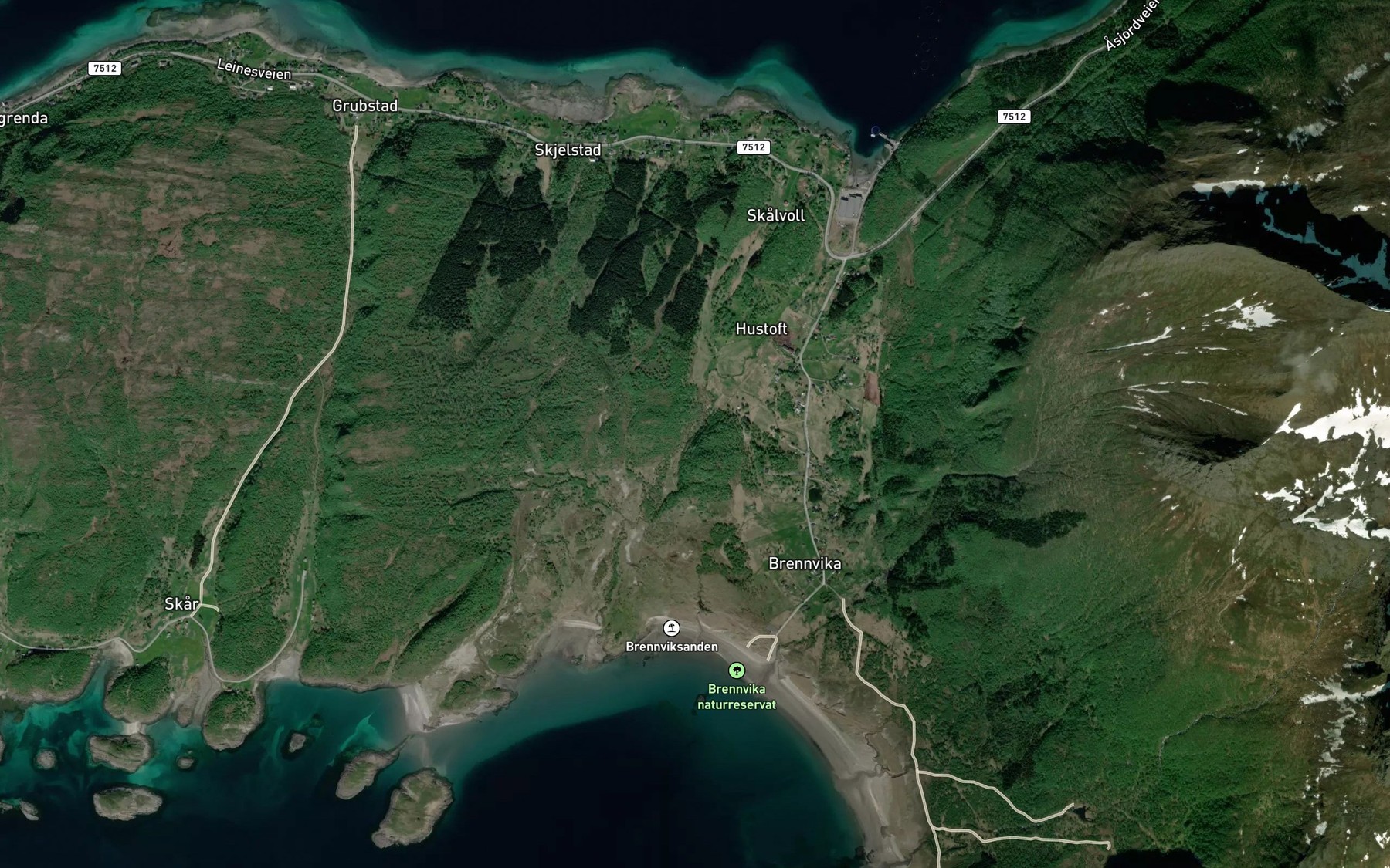 Satellite map of the Naustelva