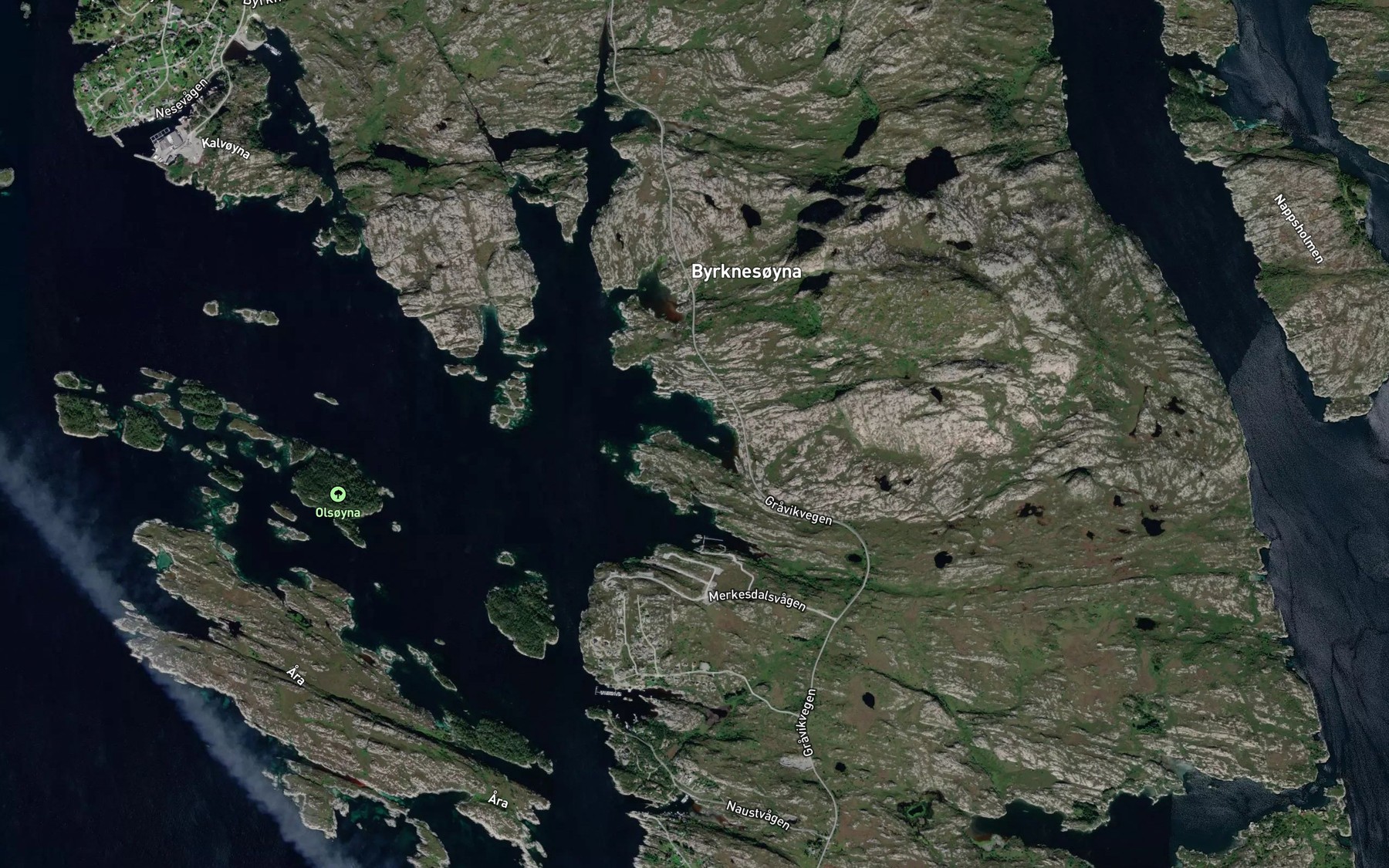 Satellite map of the Sletthellevagen