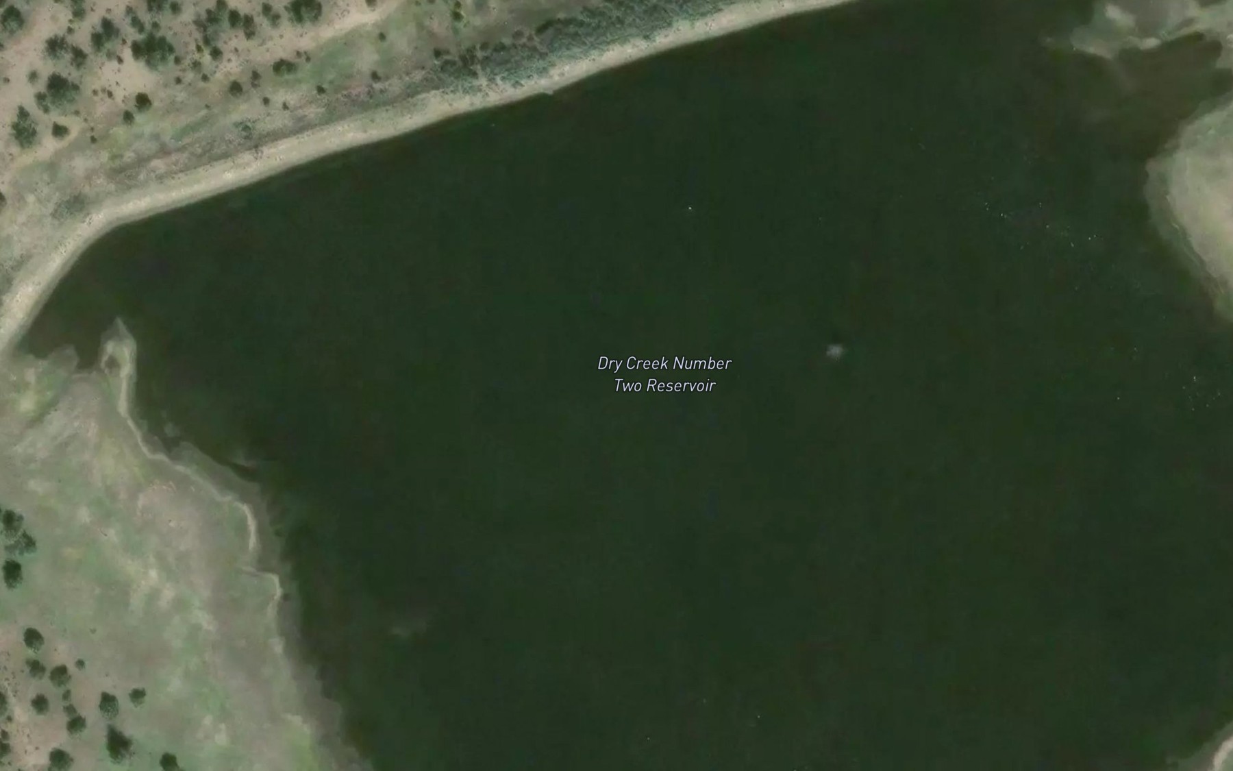 Satellite map of the Dry Creek Number Two Reservoir
