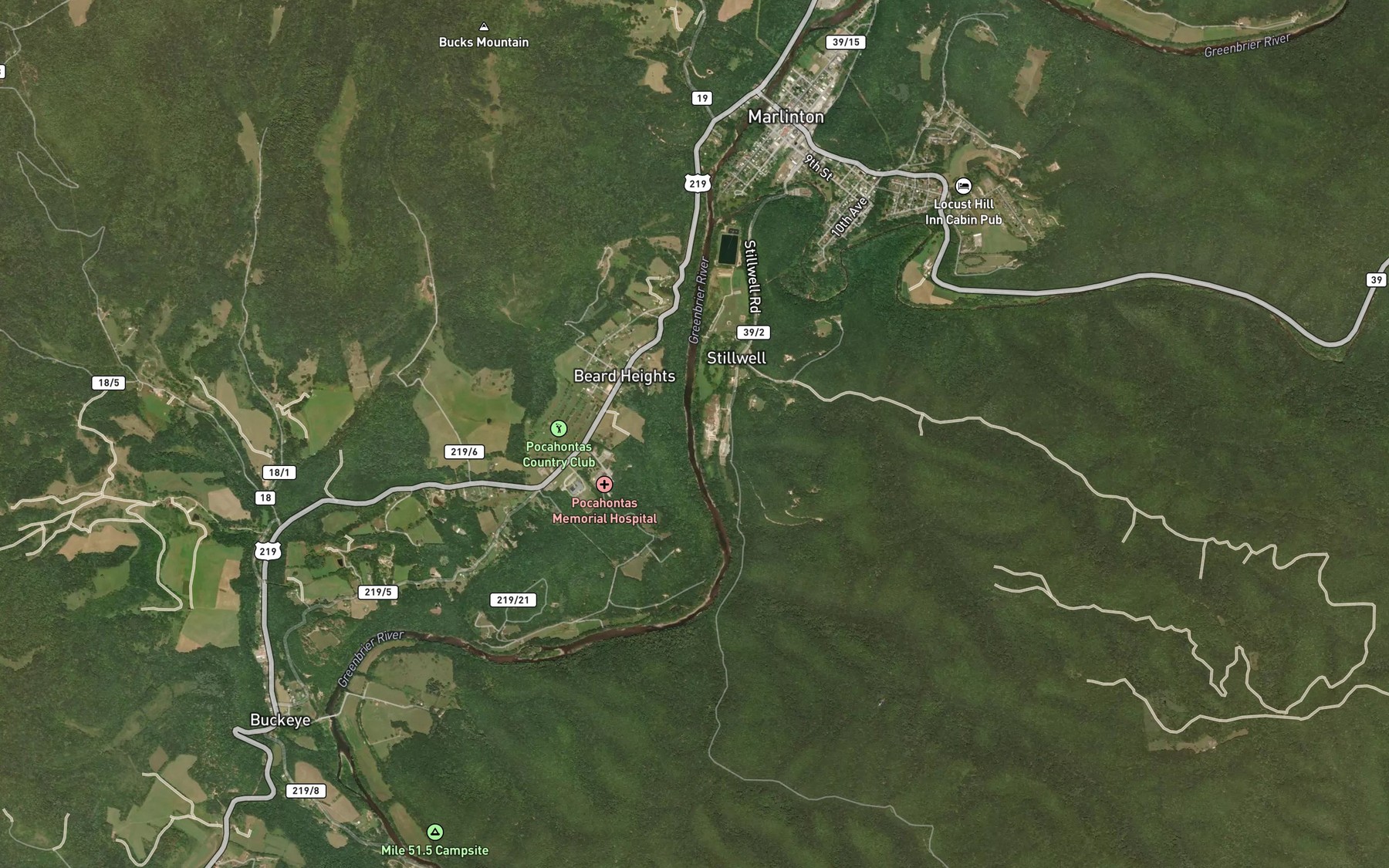 Satellite map of the Spice Run