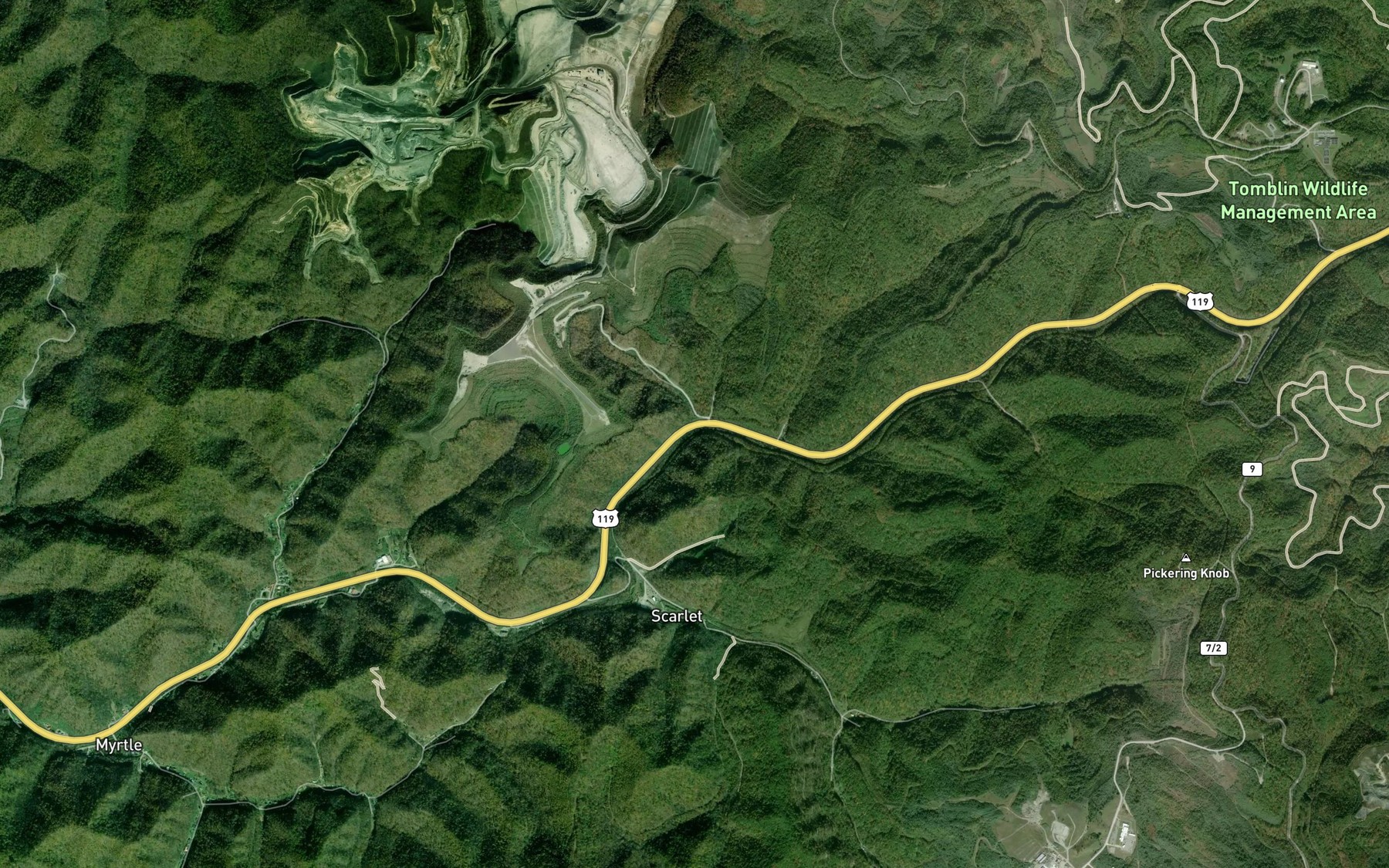 Satellite map of the Little Twin Branch