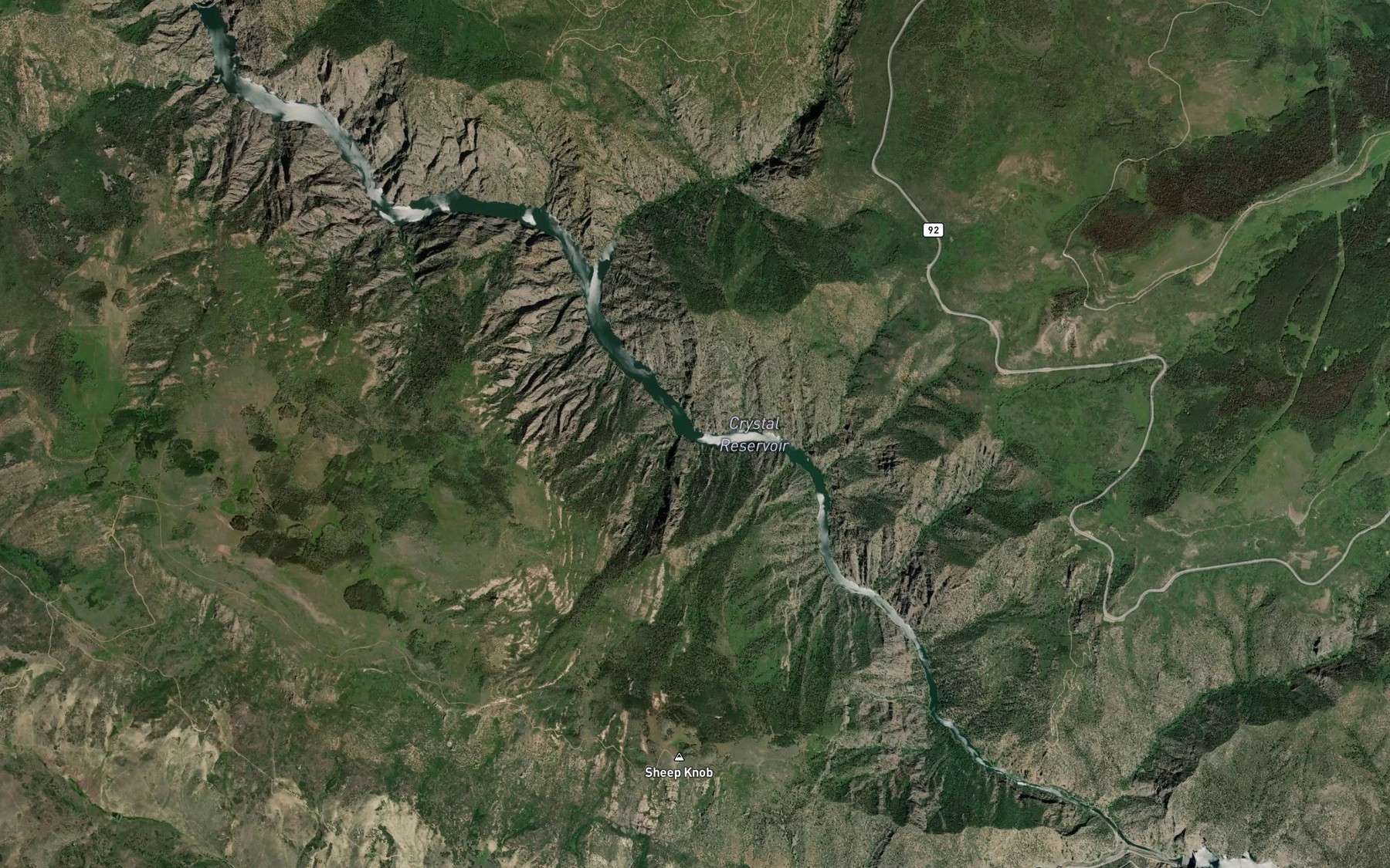 Satellite map of the Crystal Creek