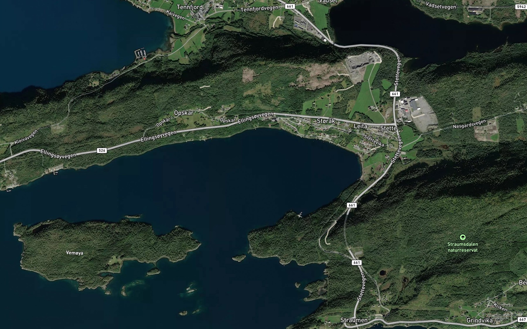 Satellite map of the Stettevika