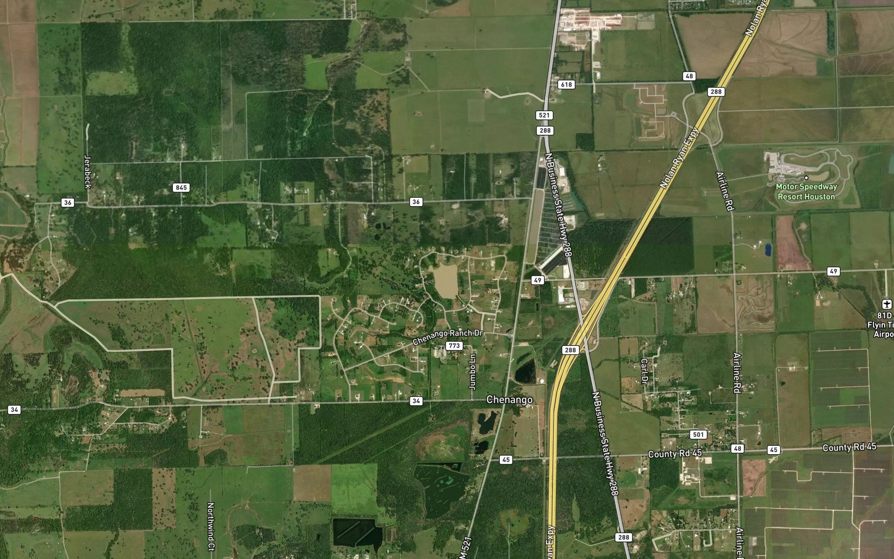 Satellite map of the Chenango Pond