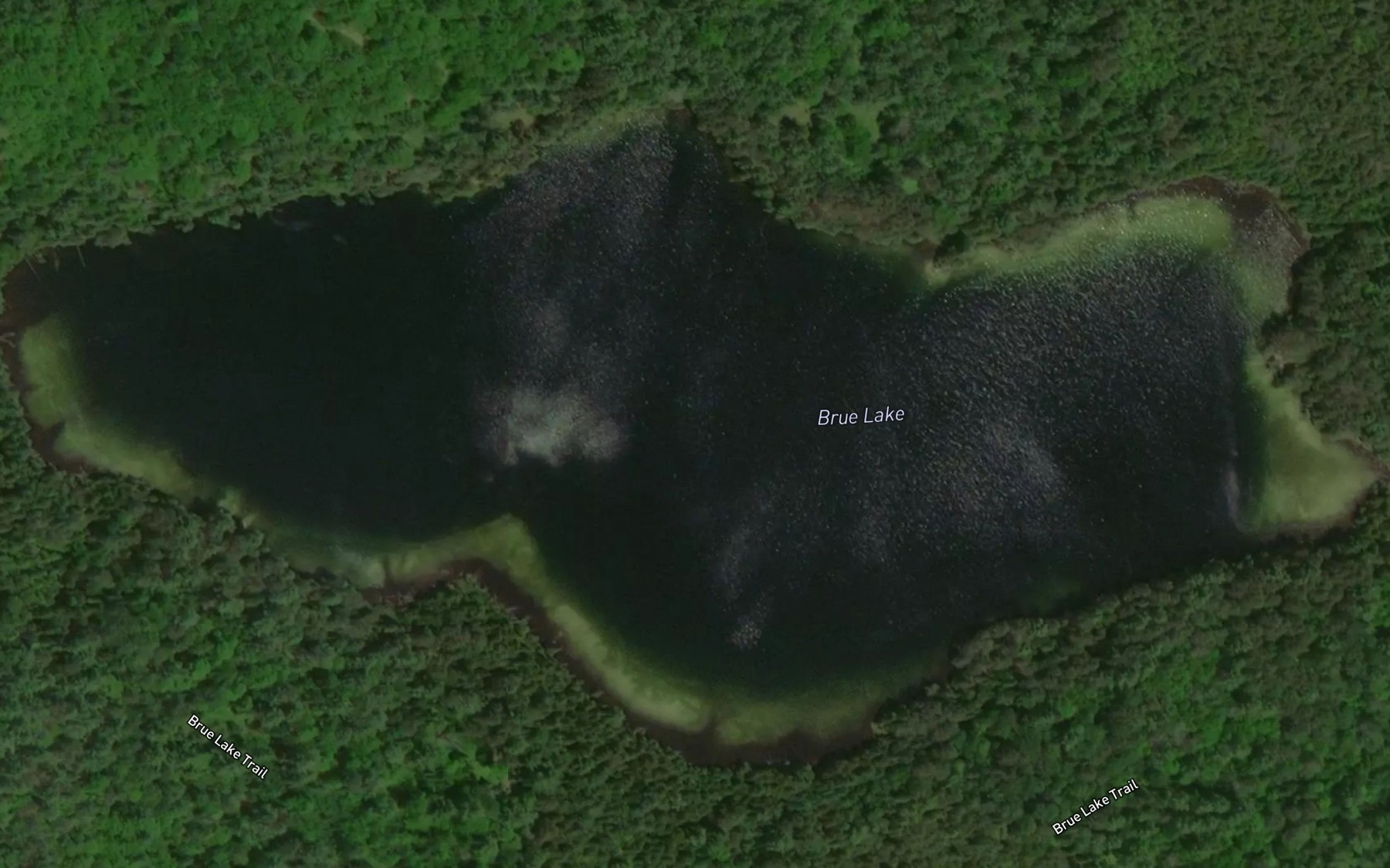 Satellite map of the Brue Lake