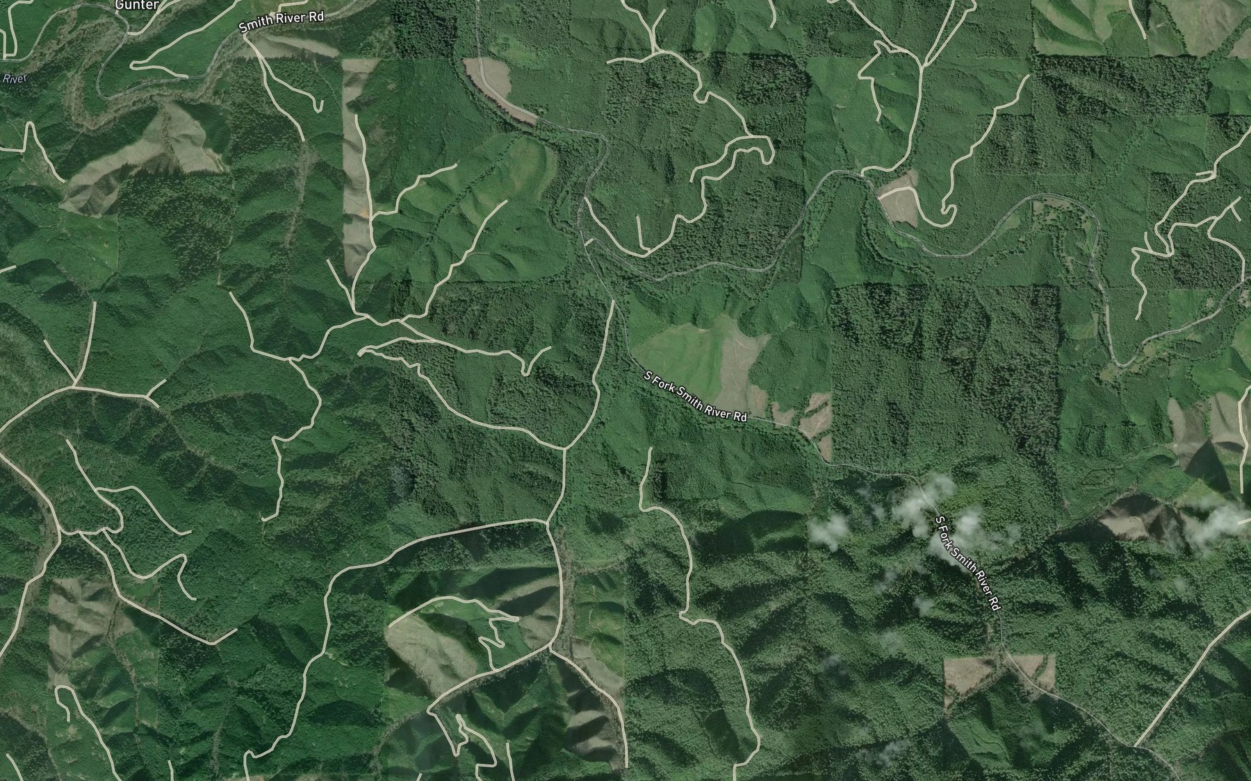 Satellite map of the Little South Fork Smith River