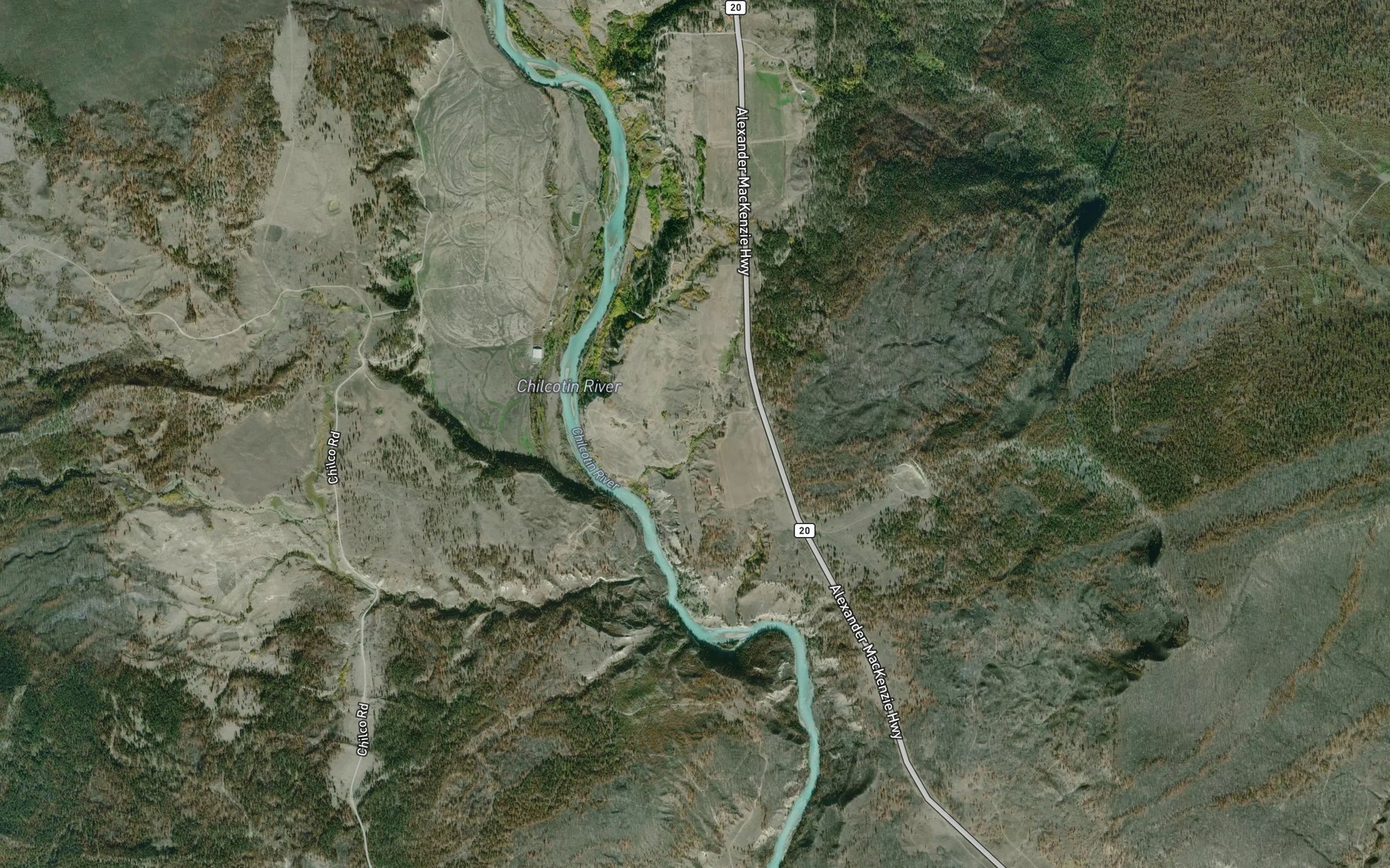 Satellite map of the Haines Creek