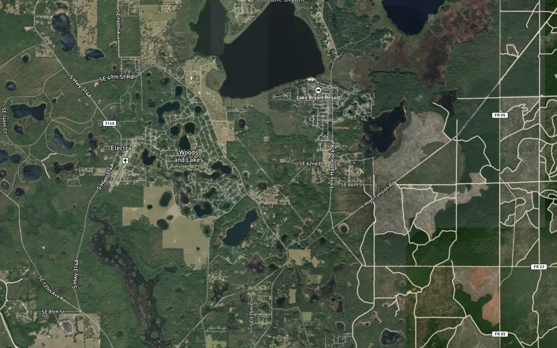 Satellite map of the Aiden Pond