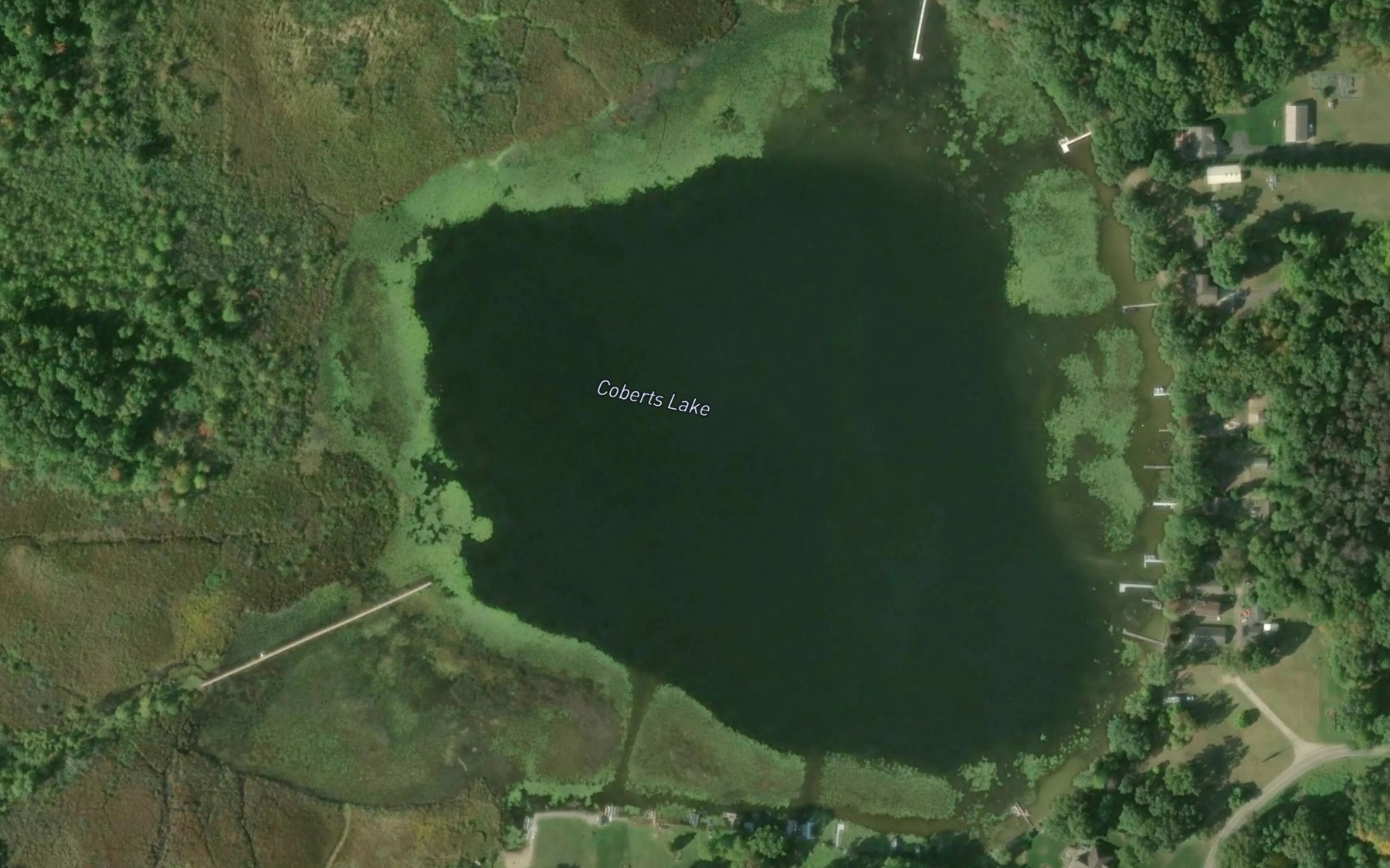 Satellite map of the Coberts Lake