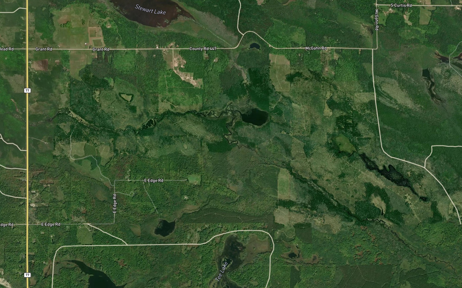 Satellite map of the Tad Creek