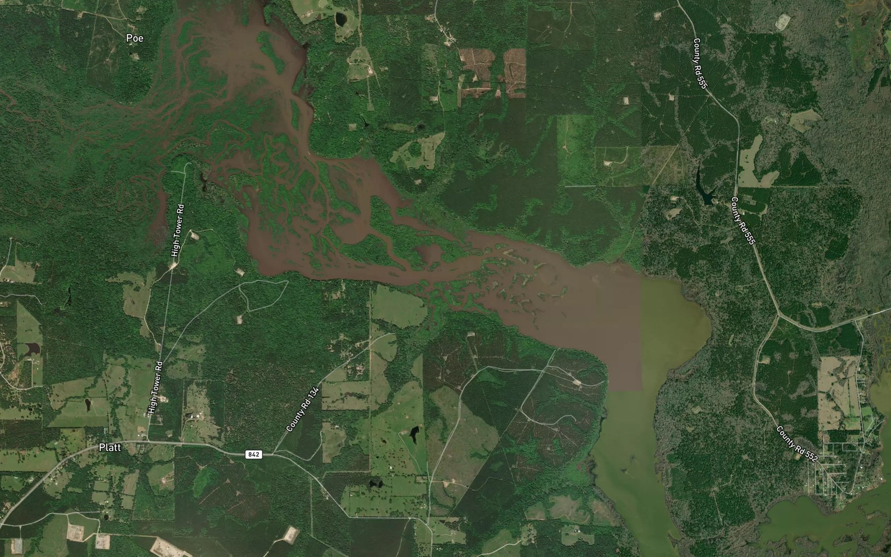 Satellite map of the Dorty Creek