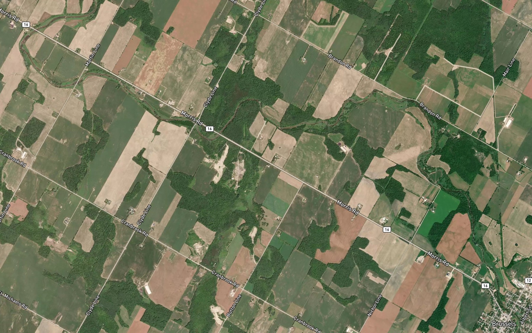 Satellite map of the McCutcheon Drain