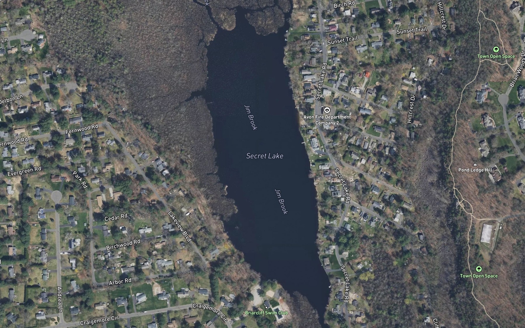 Satellite map of the Secret Lake