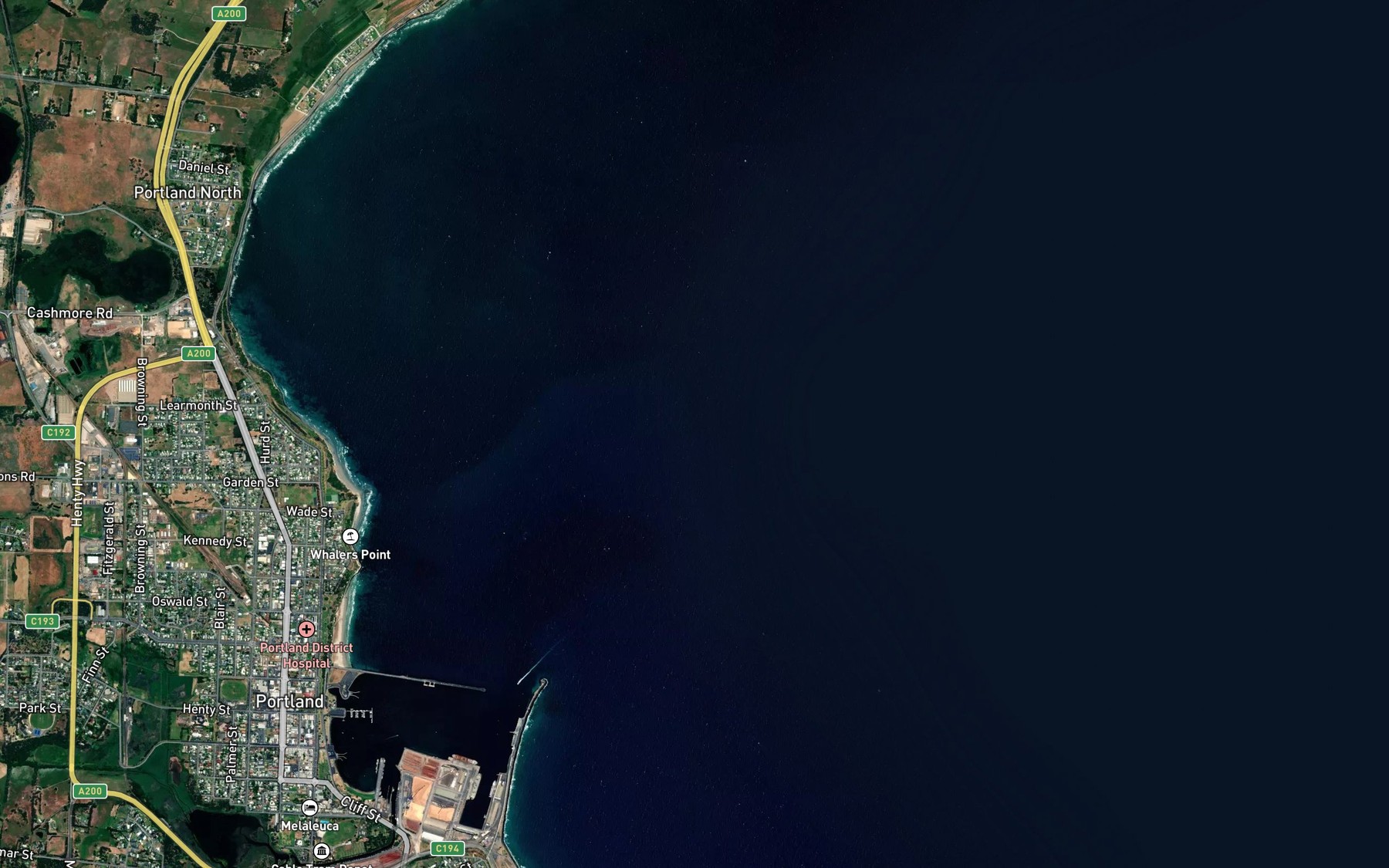 Satellite map of the Portland Bay