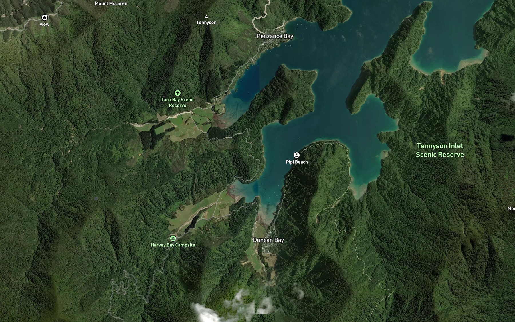 Satellite map of the Duncan Bay