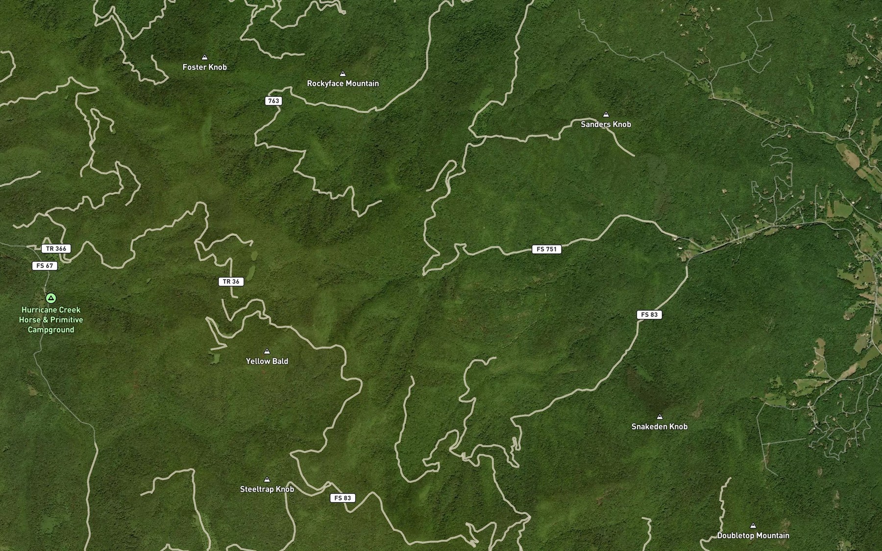 Satellite map of the Pinnacle Branch