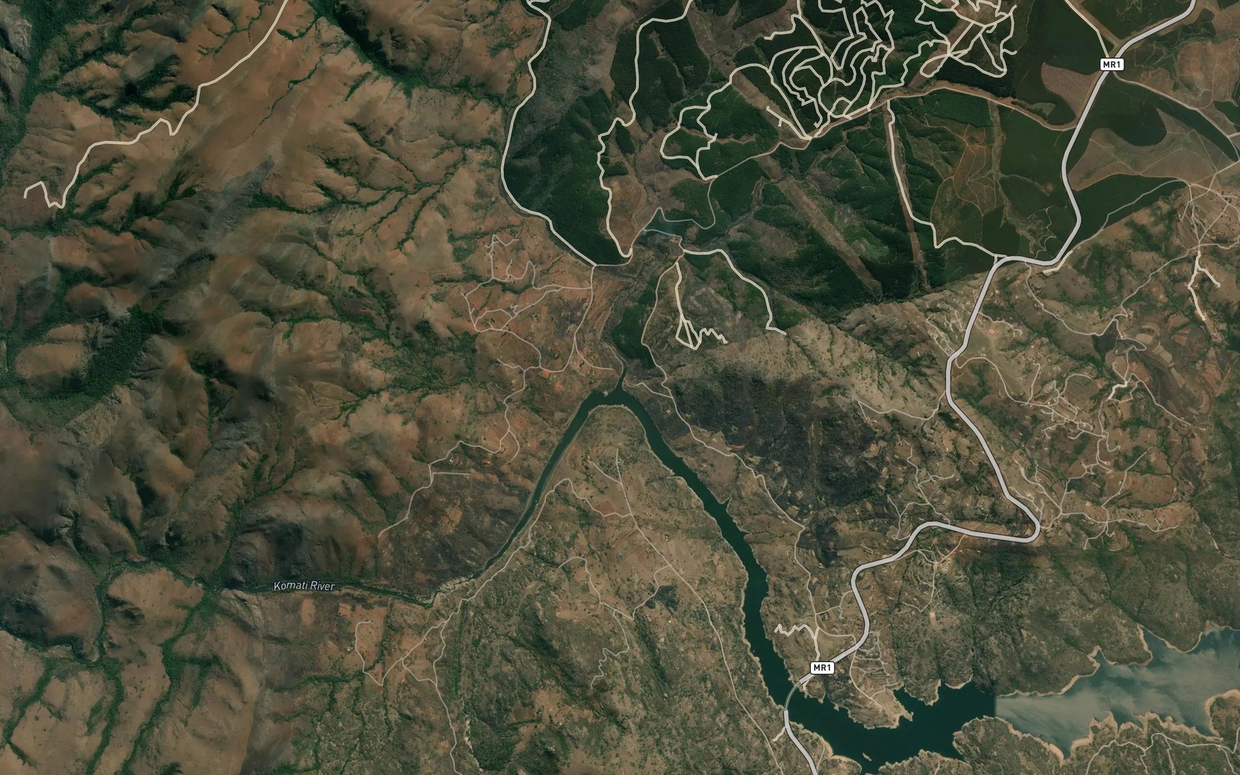 Satellite map of the Mkhomazane