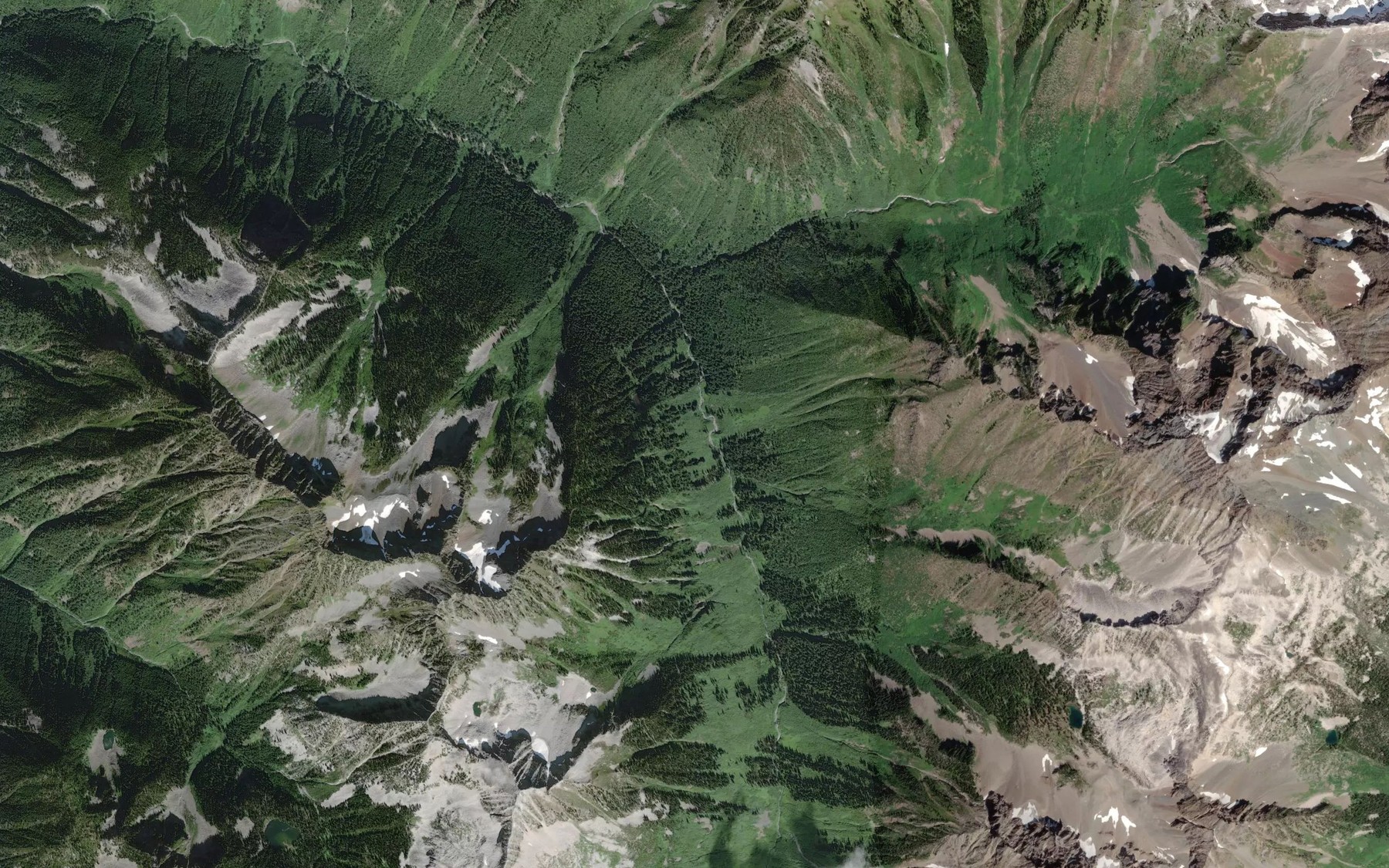 Satellite map of the Rossland Creek