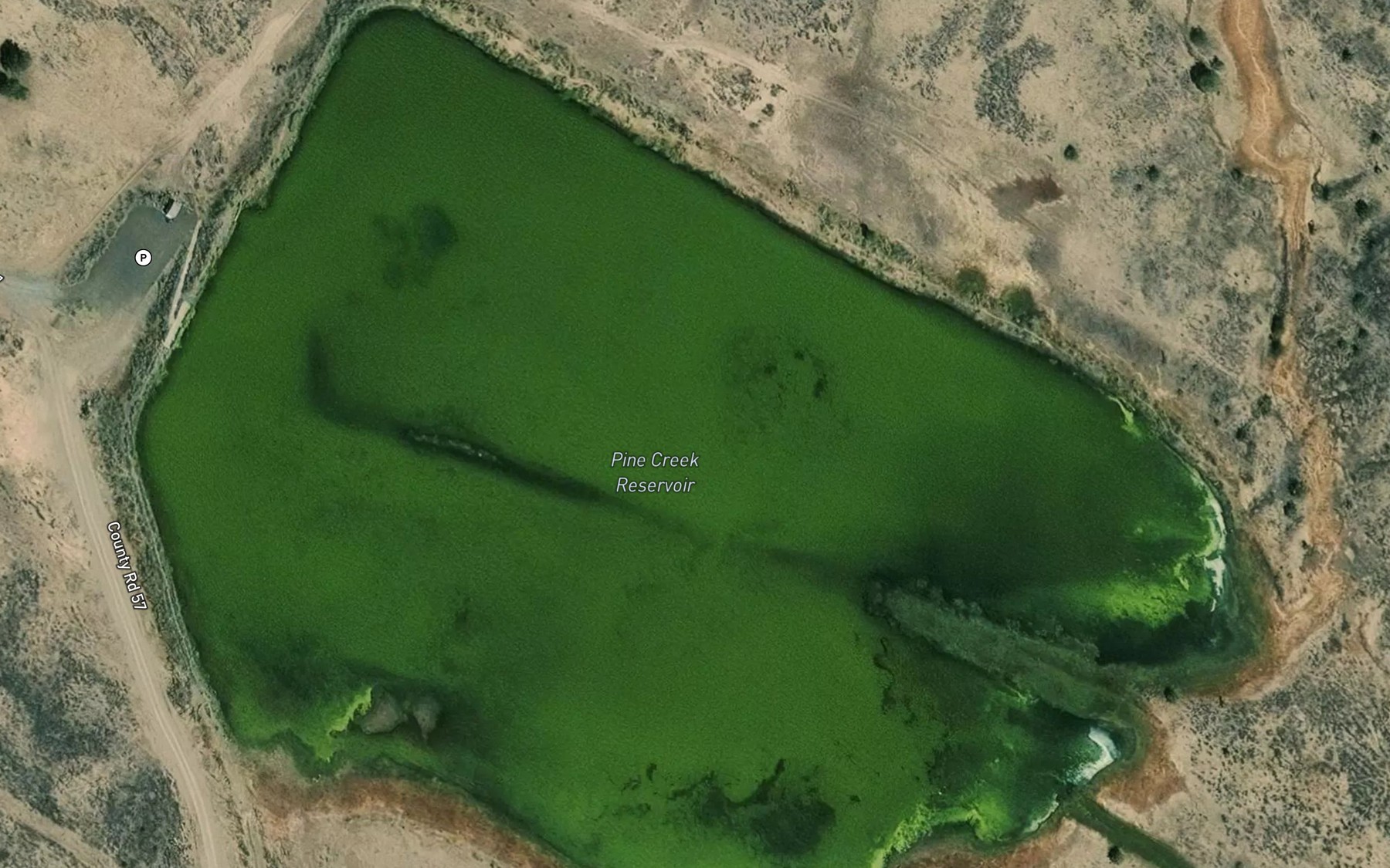 Satellite map of the Pine Creek Reservoir