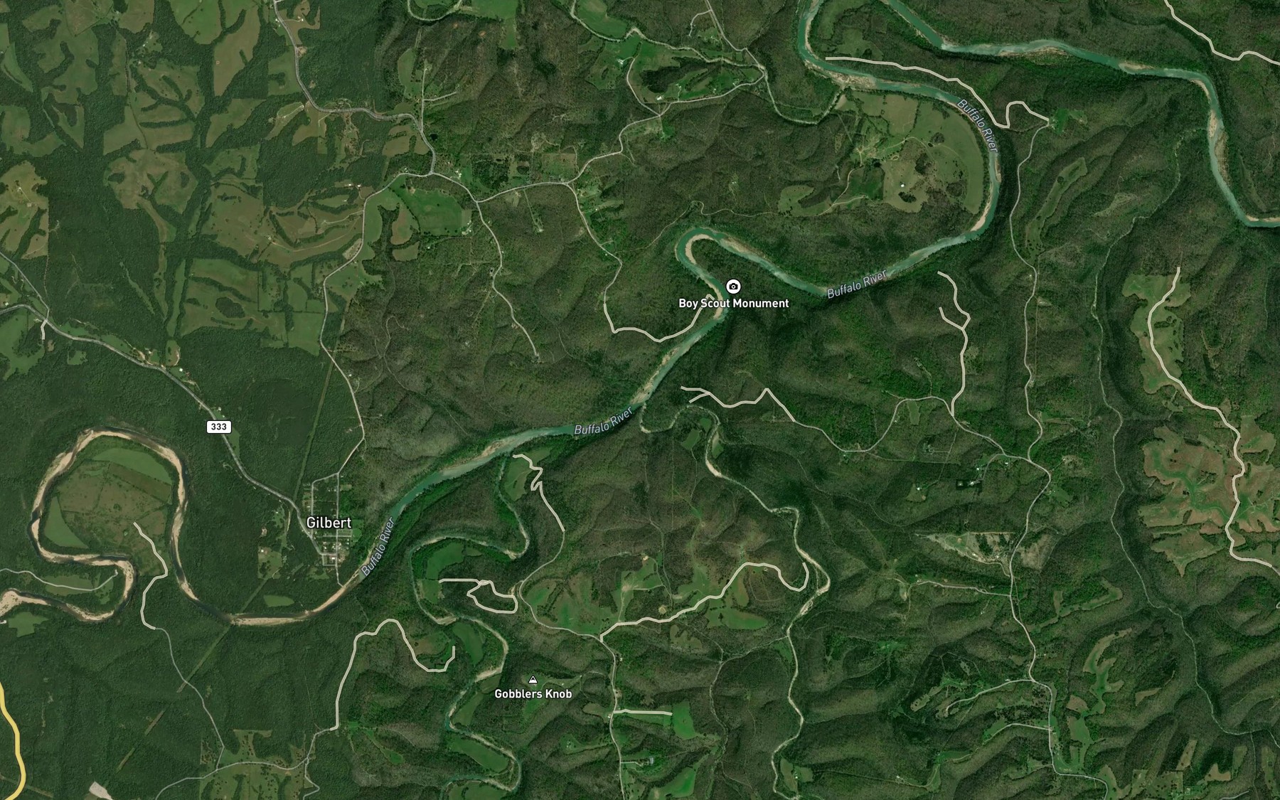 Satellite map of the Brush Creek