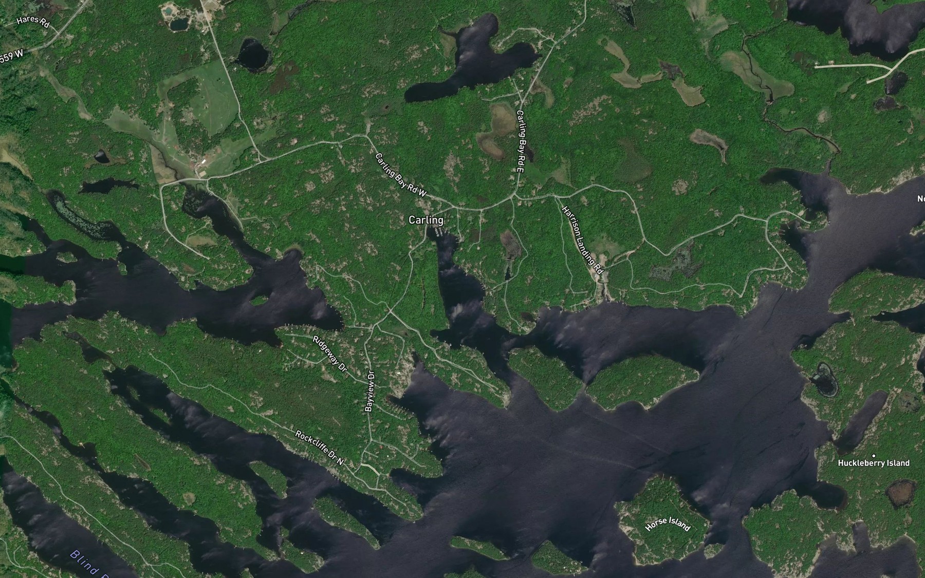 Satellite map of the Carling Bay