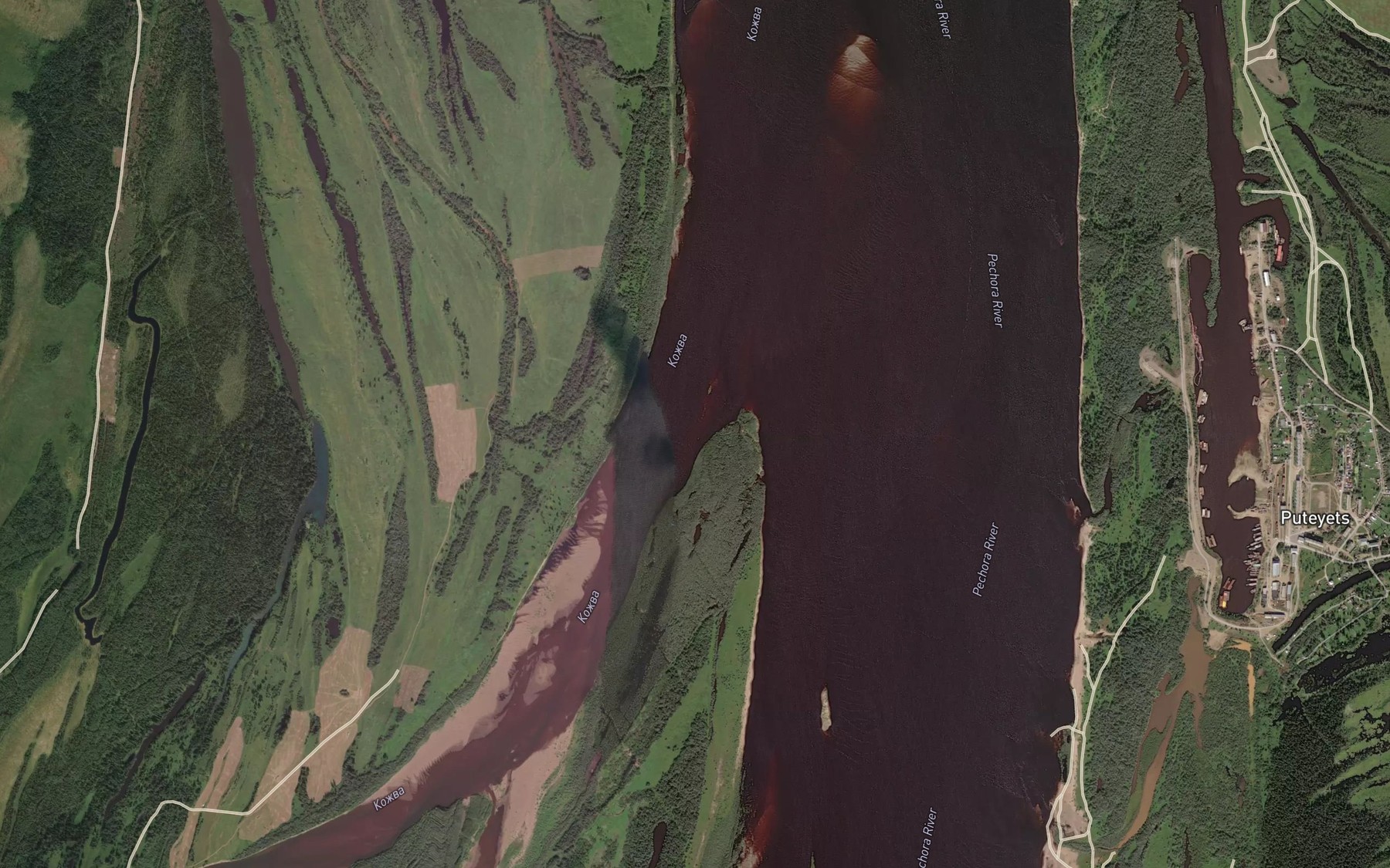 Satellite map of the Kozhva