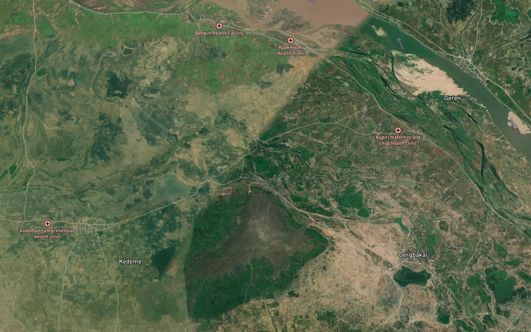 Satellite map of the Garonbag Lake