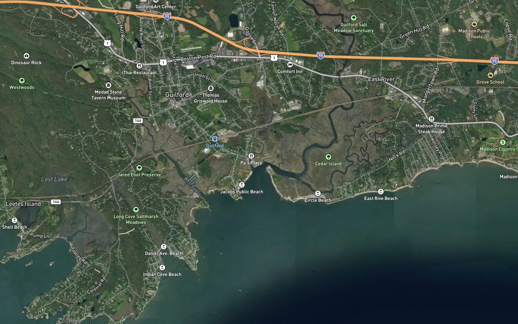 Satellite map of the Sluice Creek