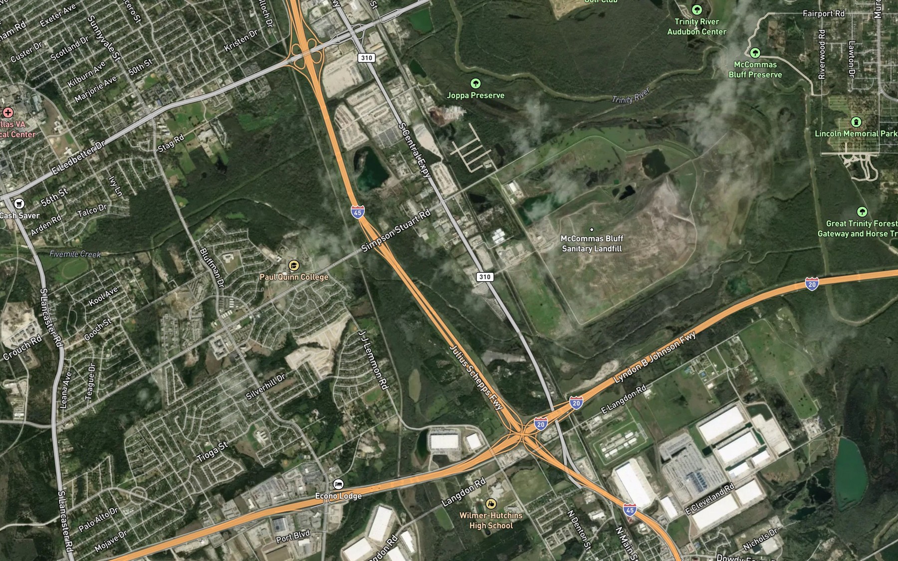 Satellite map of the Newton Creek
