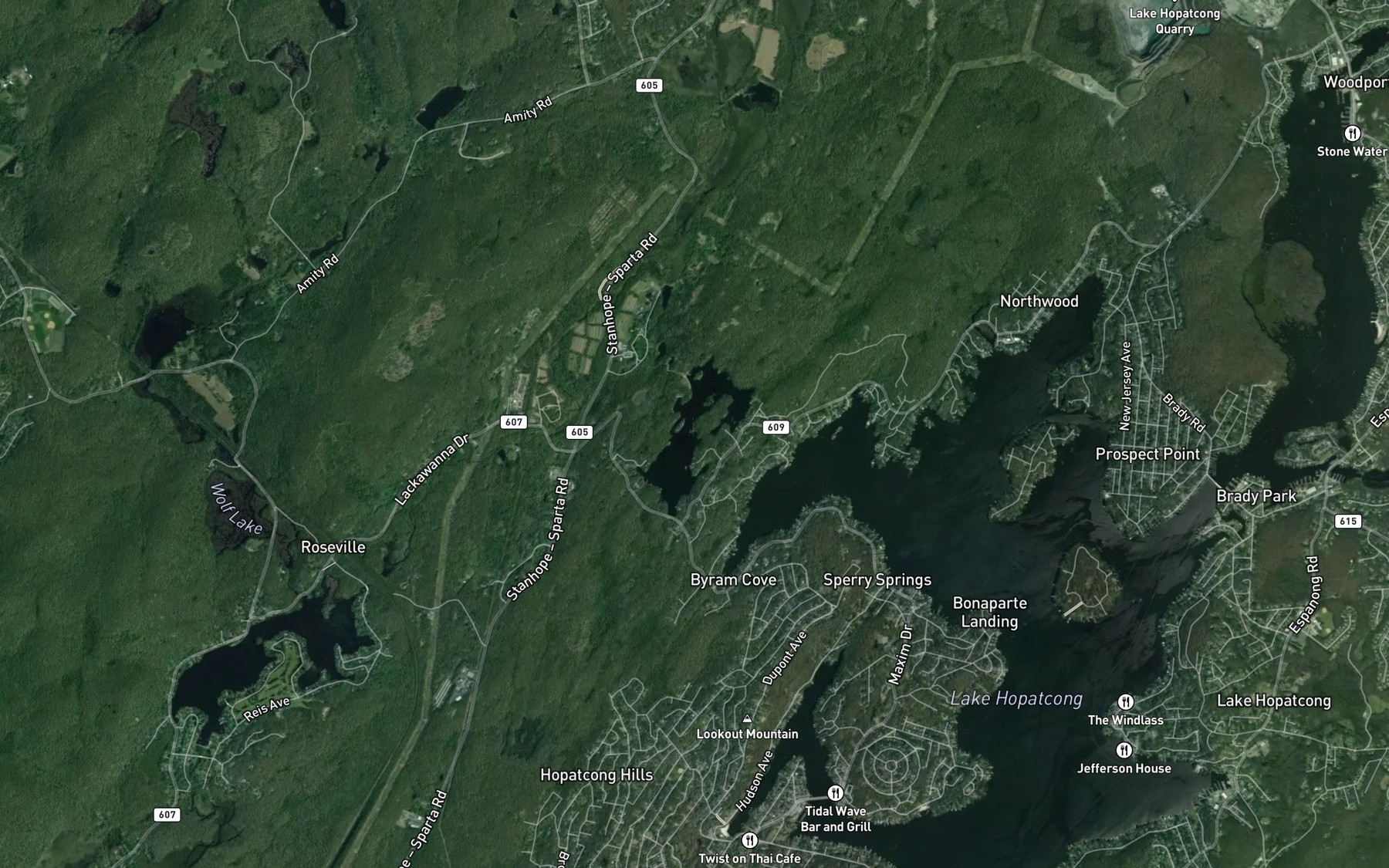 Satellite map of the Bear Pond
