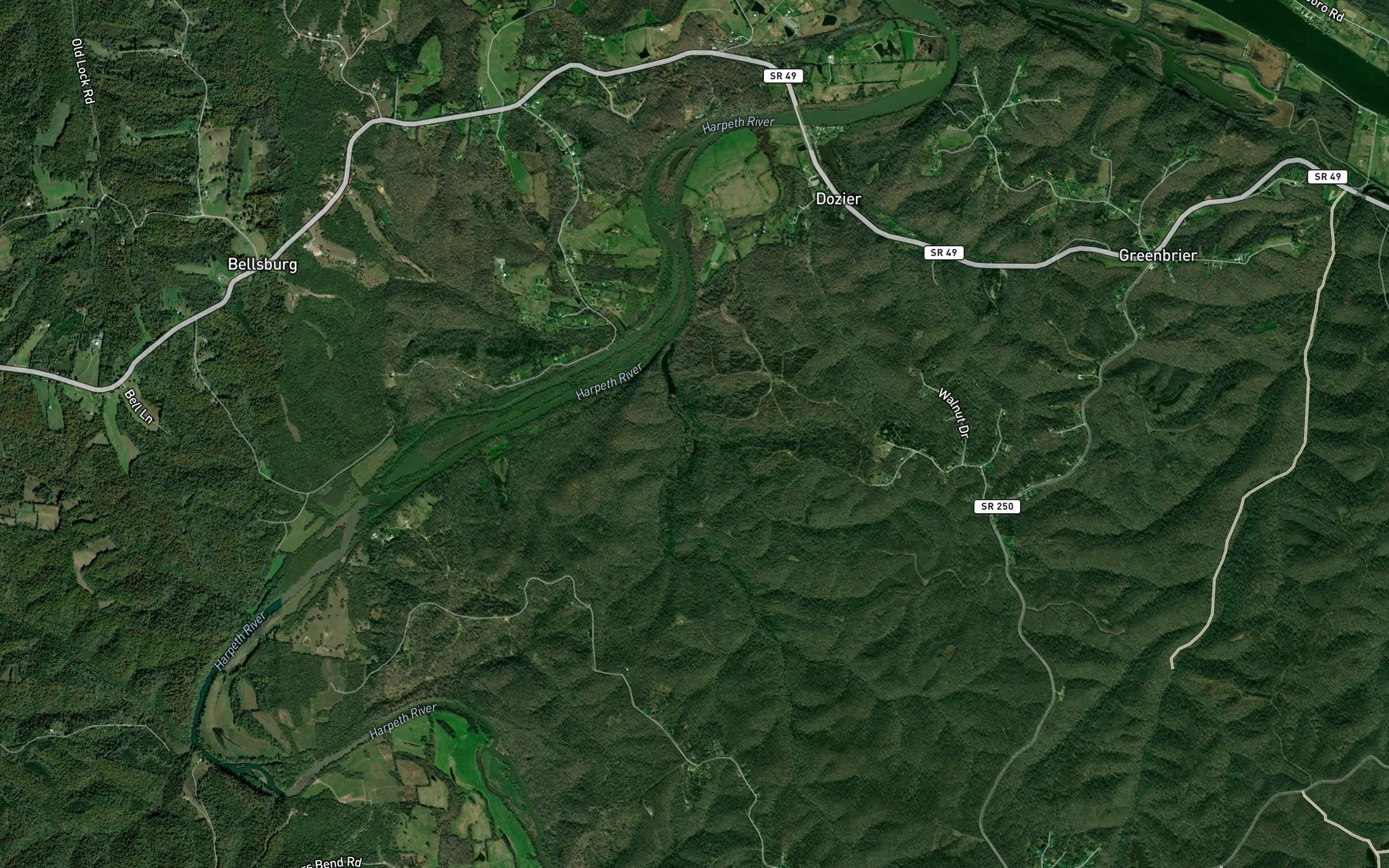 Satellite map of the Little Bethany Creek