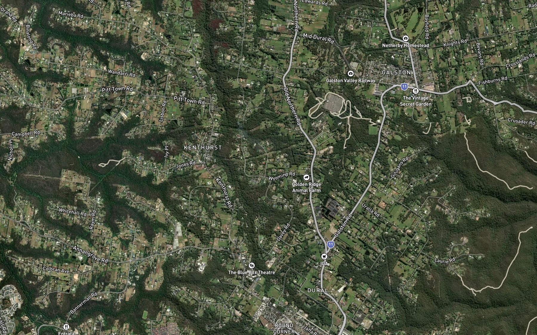 Satellite map of the O'Haras Creek