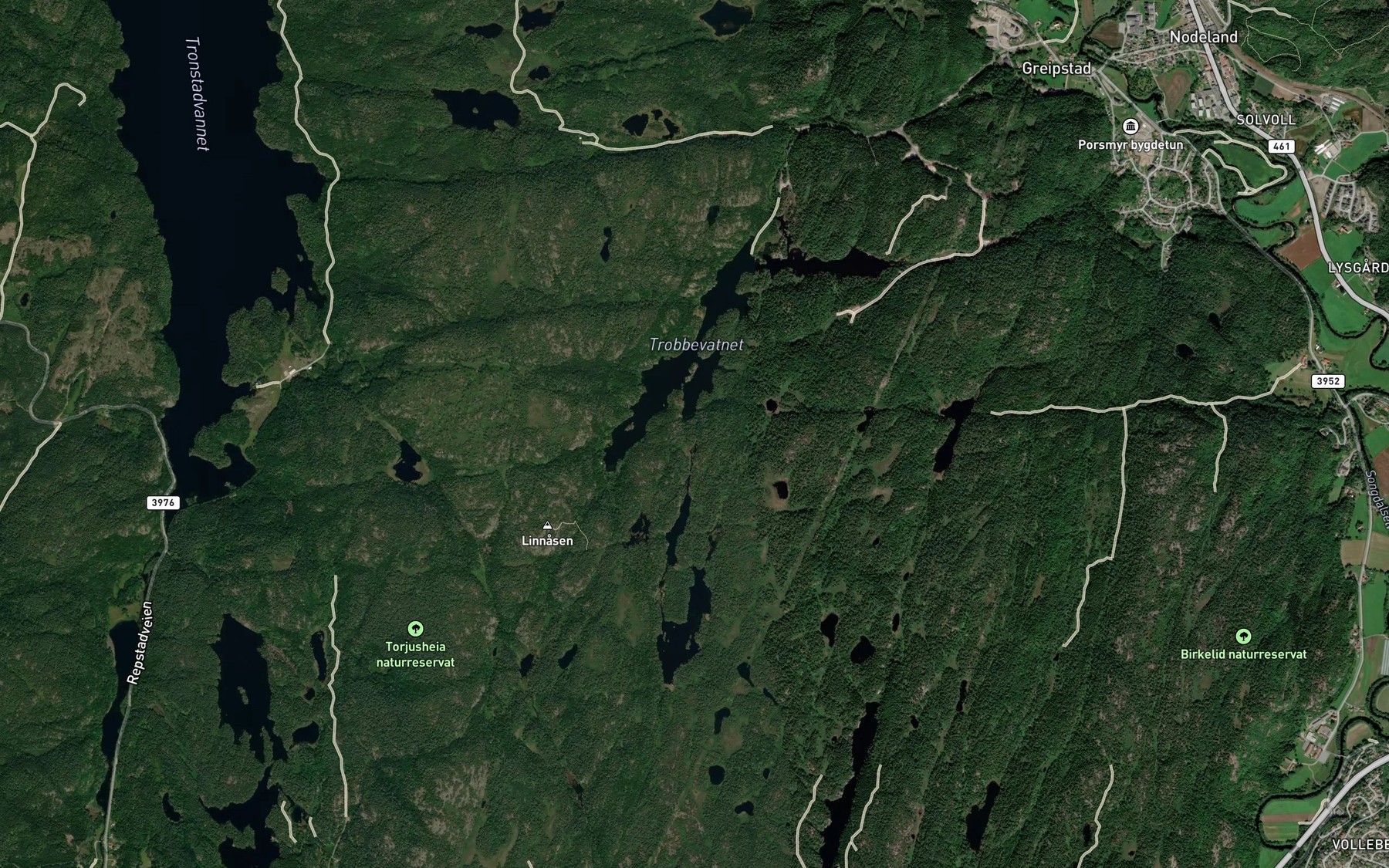 Satellite map of the Langevannsbekken